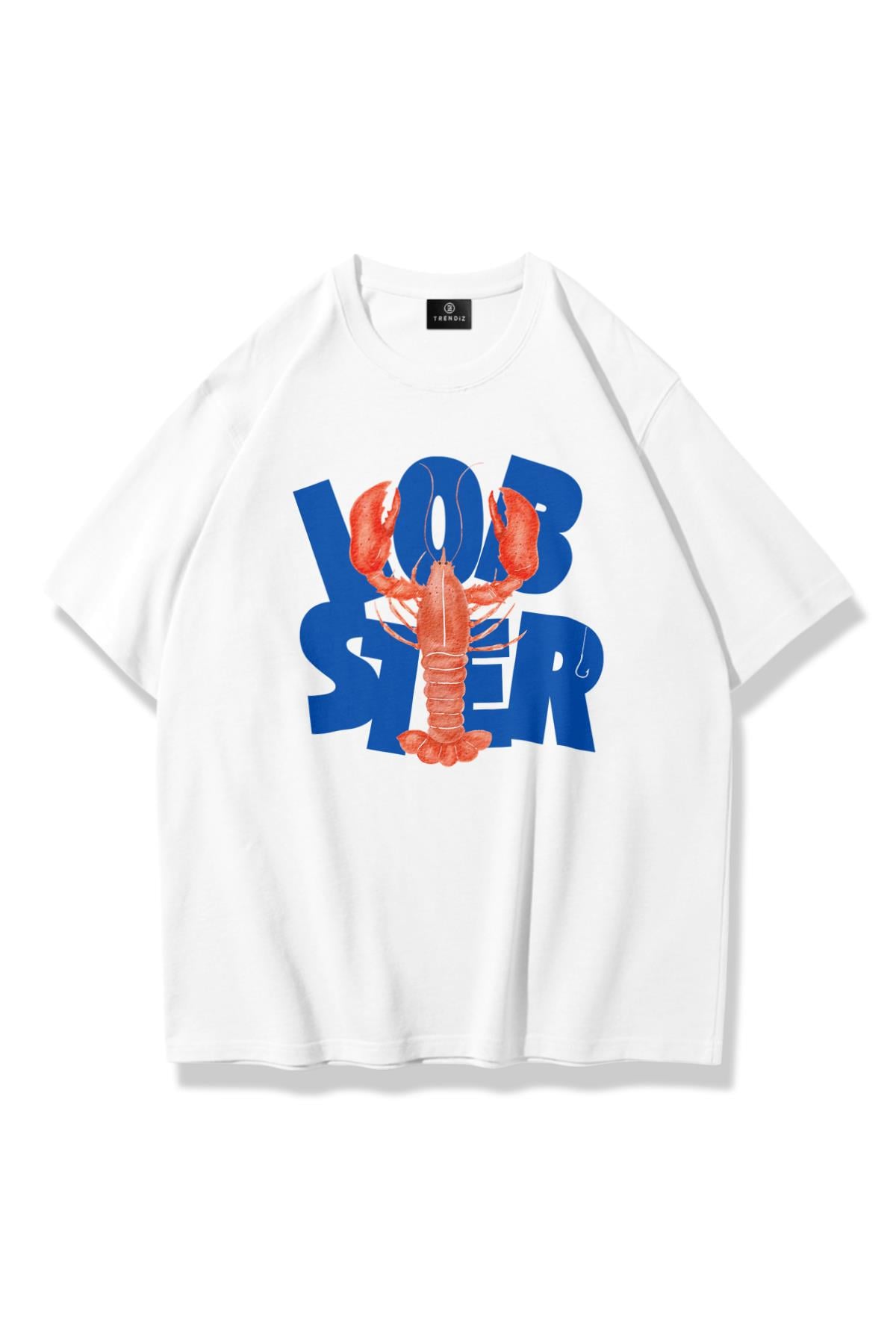 Unisex Lobster Bold Tshirt Beyaz