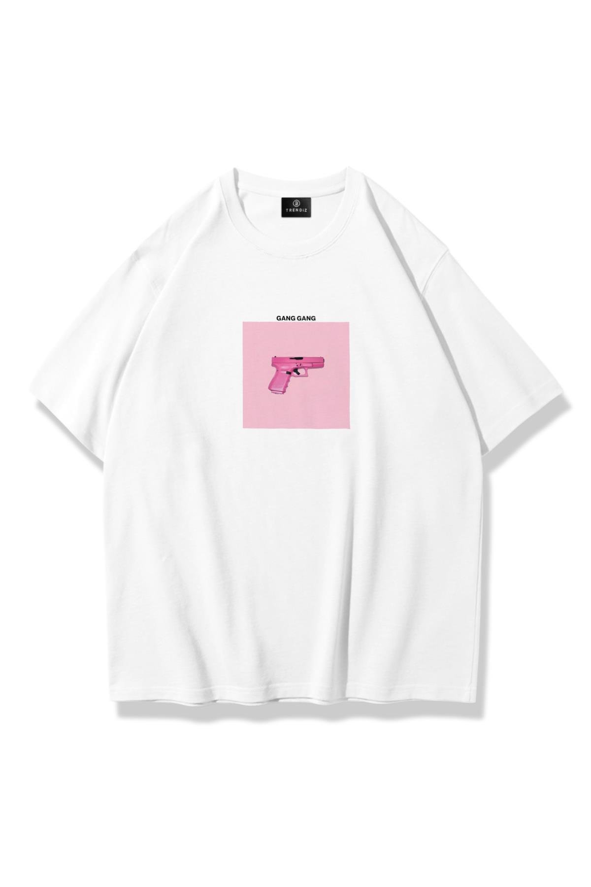 Unisex Gang Gang Tshirt Beyaz