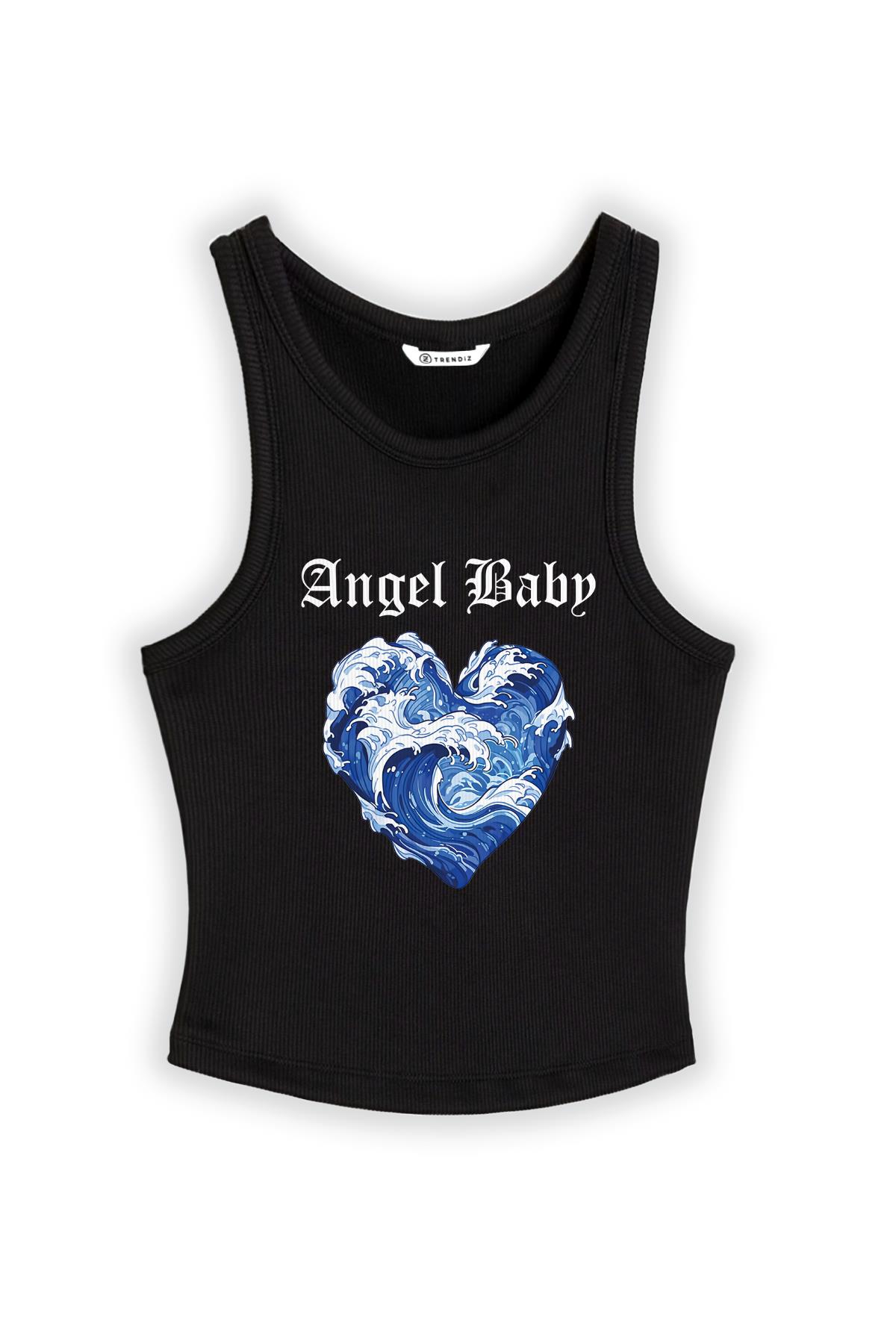 Kadın Angel Baby Askılı Atlet Siyah 9013