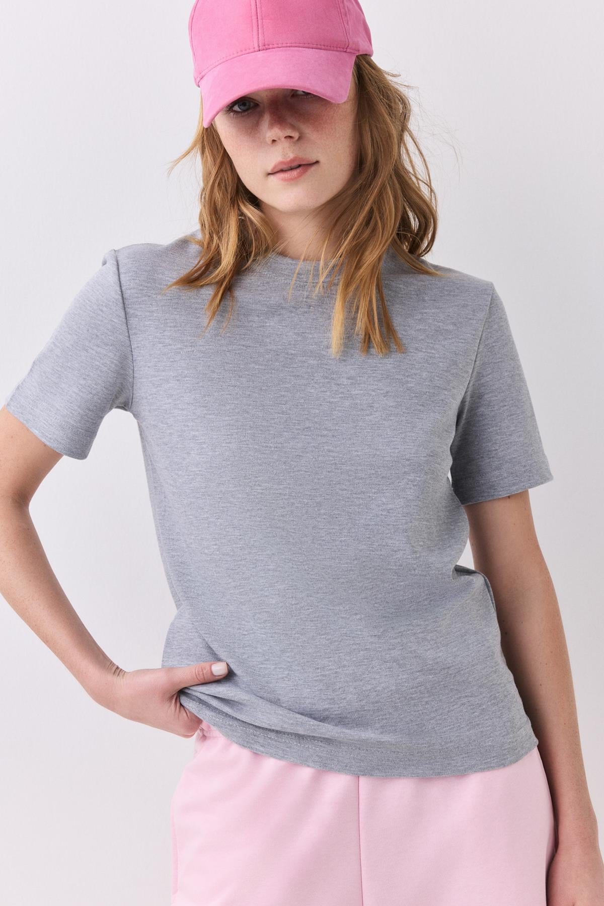 Kadın Slim Fit İnterlok Tshirt Grimelanj 6011