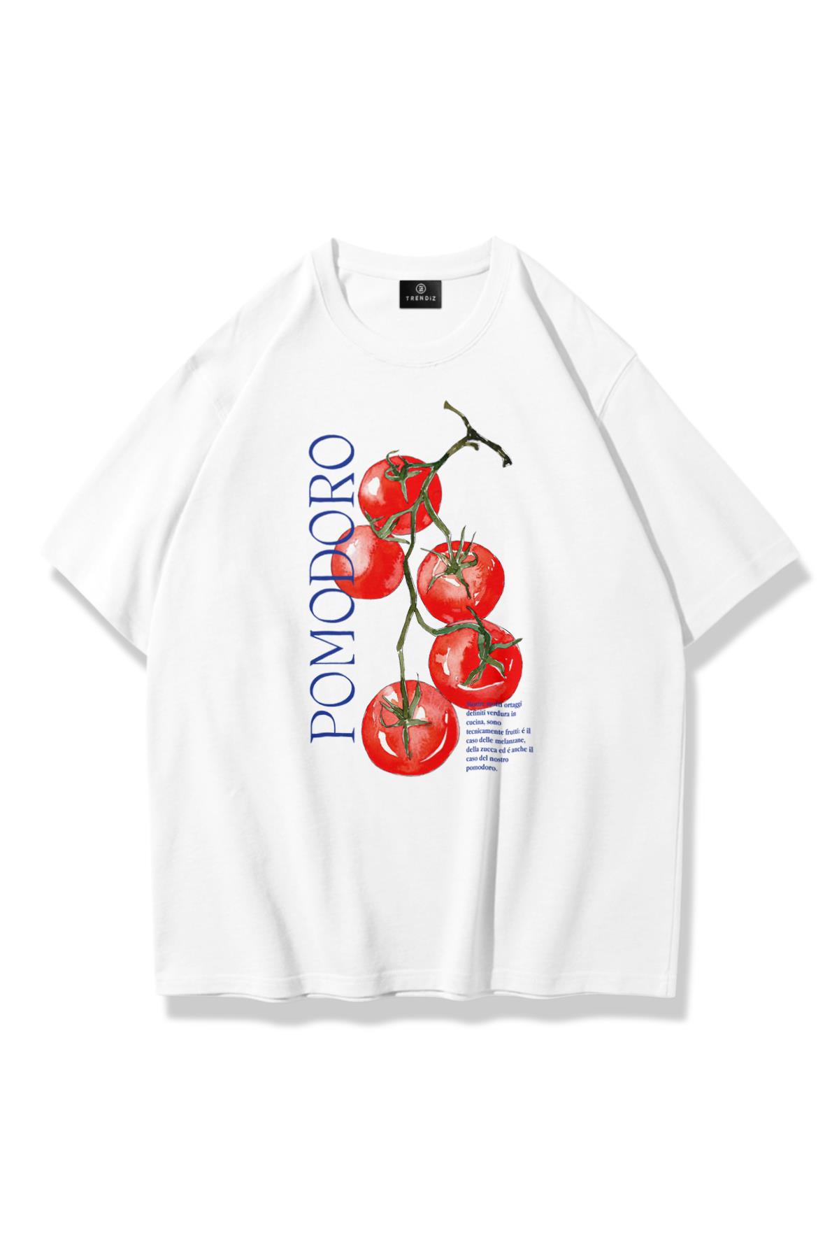 Unisex Pomodoro Tshirt Beyaz