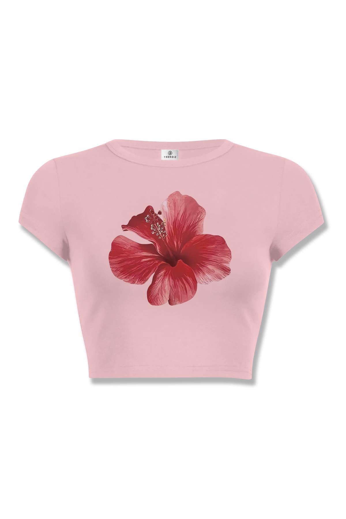 Kadın Hibiscus Crop Pembe