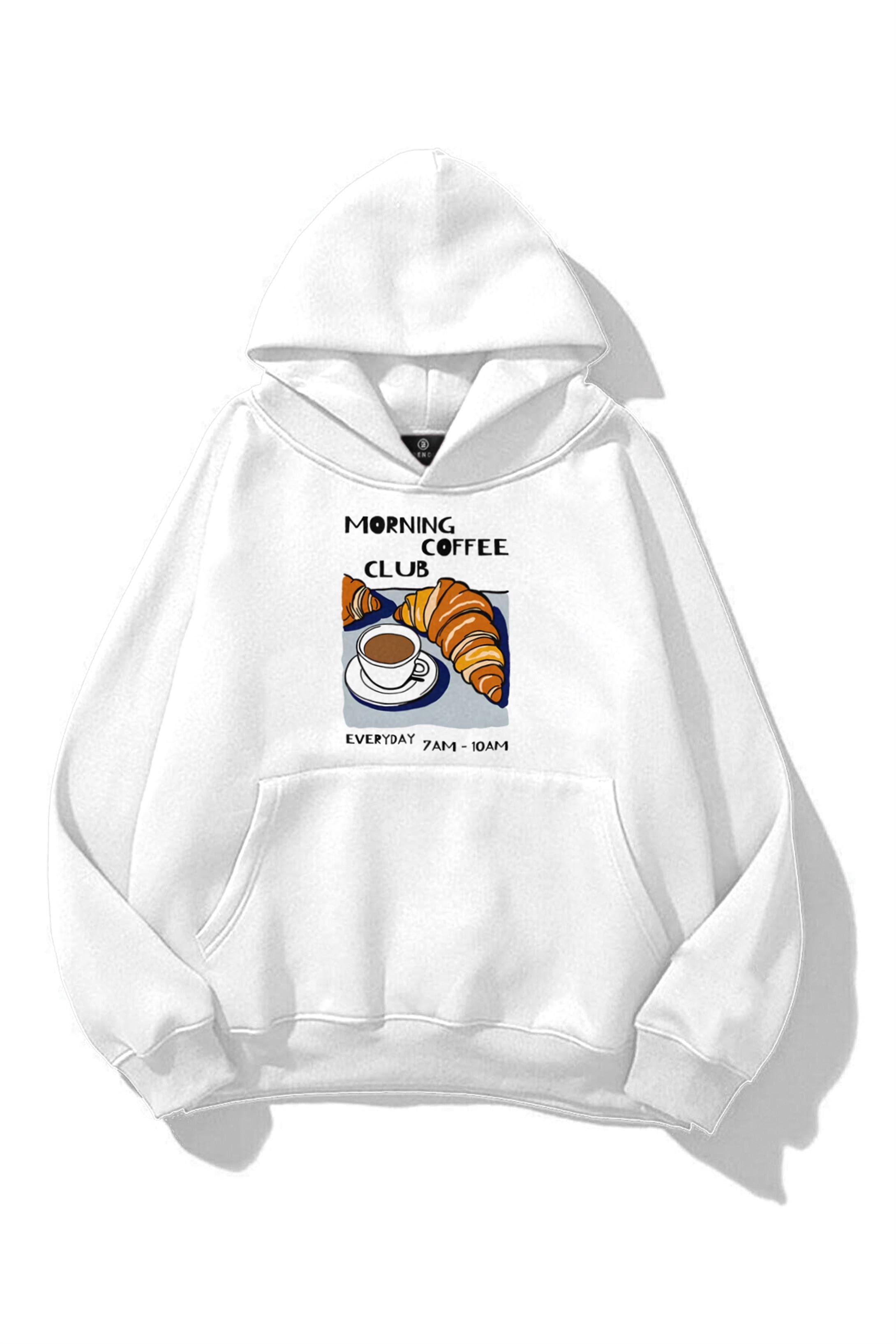 Unisex Morning Coffee Club Sweatshirt Beyaz