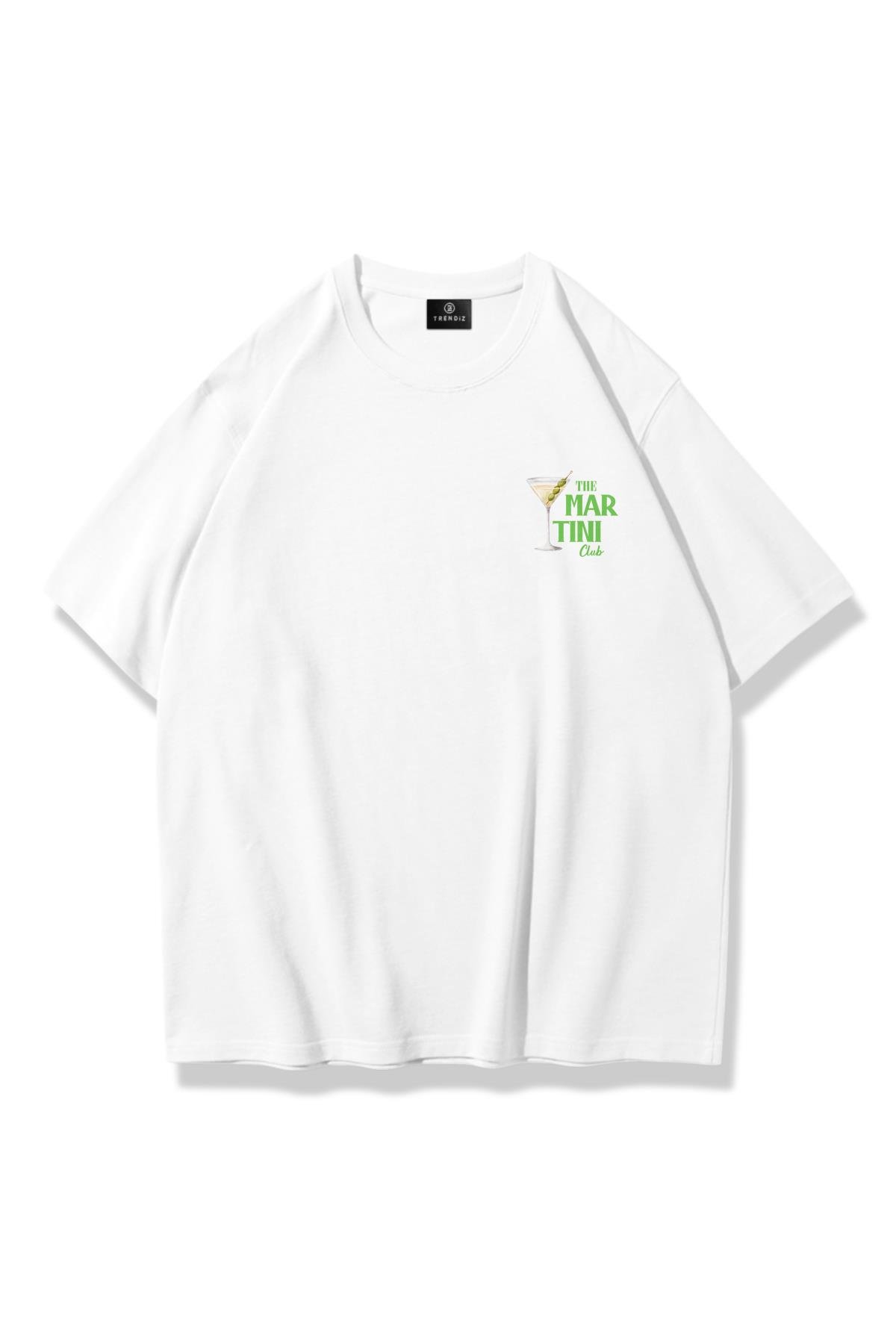 Unisex 101 The Martini Club Göğüs Tshirt Beyaz