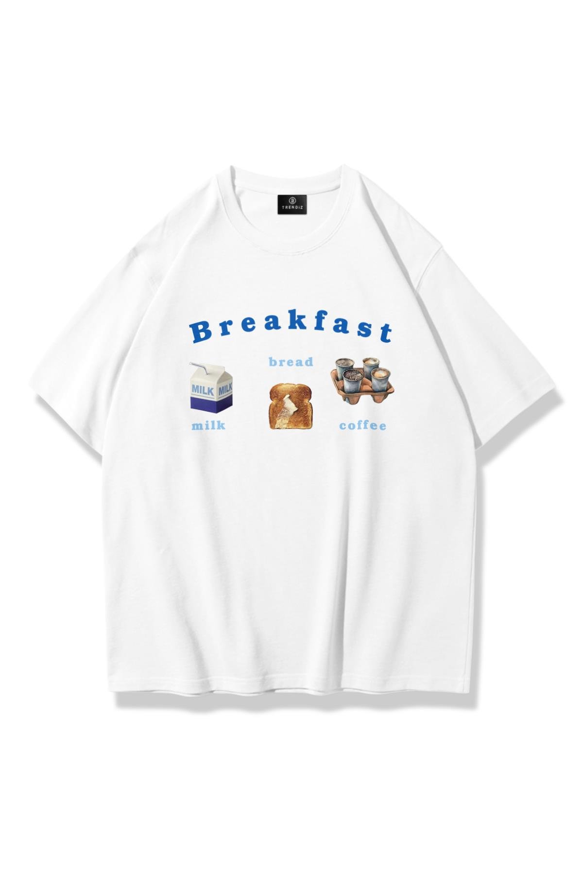 Unisex Breakfast Tshirt Beyaz
