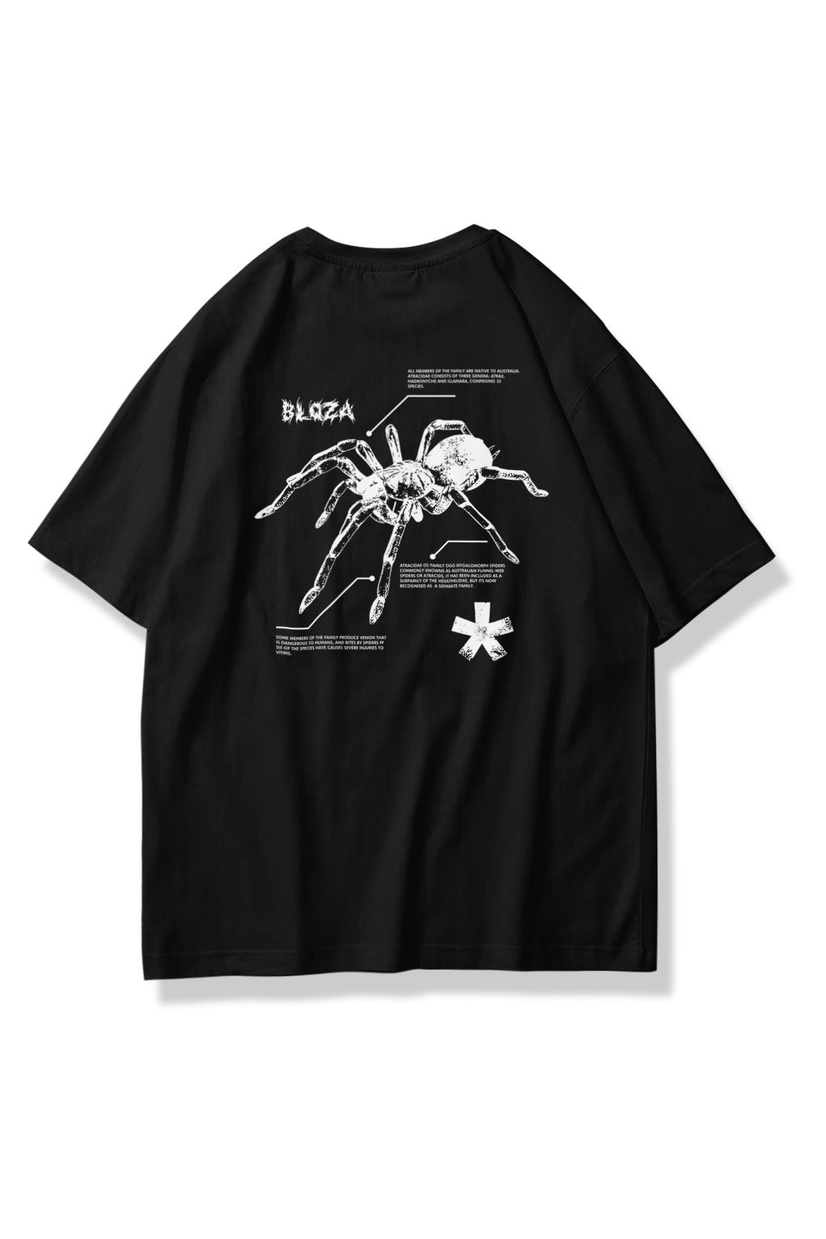 Unisex Bloza Spider Tshirt Siyah