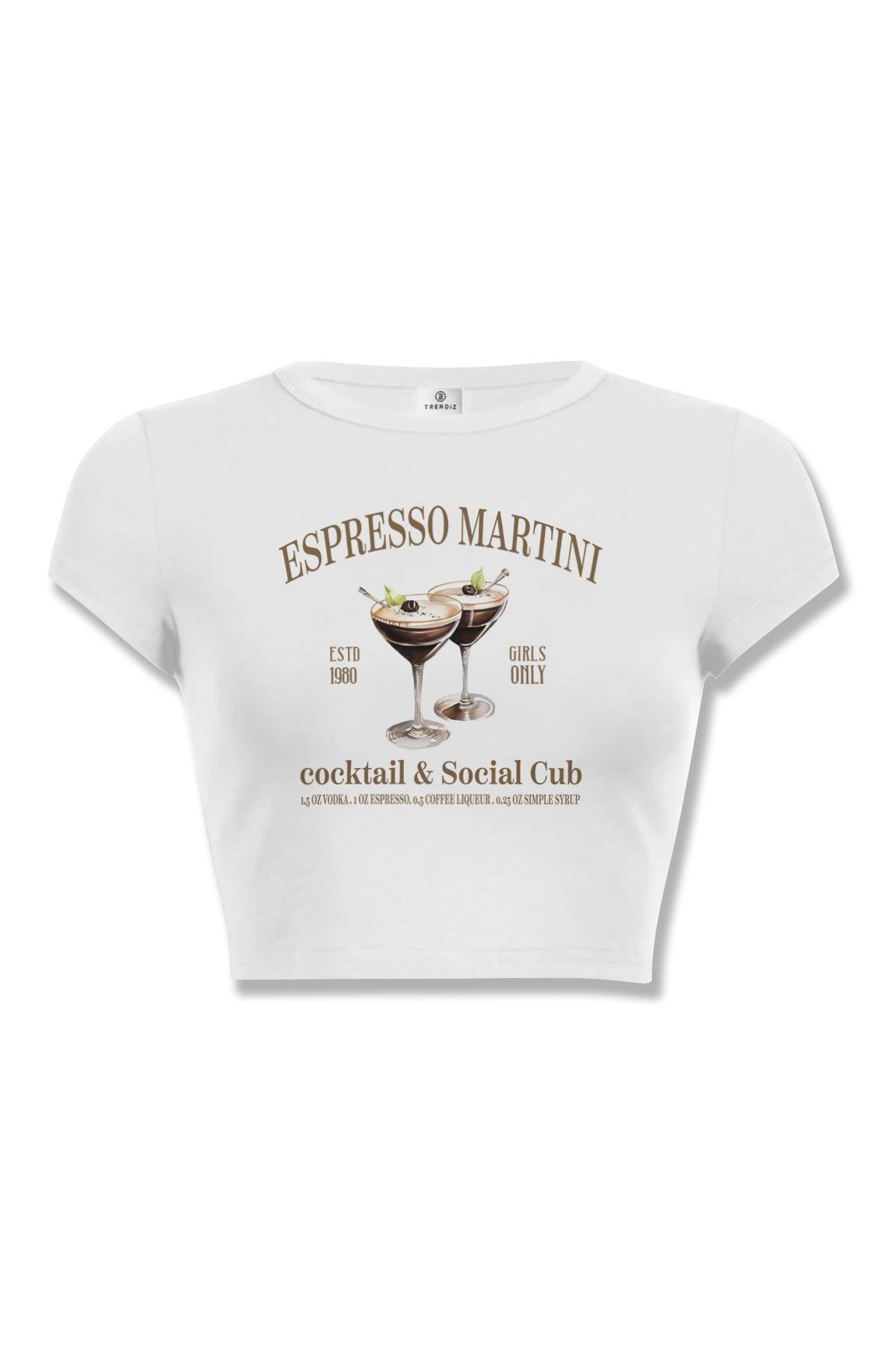 Kadın Espresso Martini Crop Beyaz
