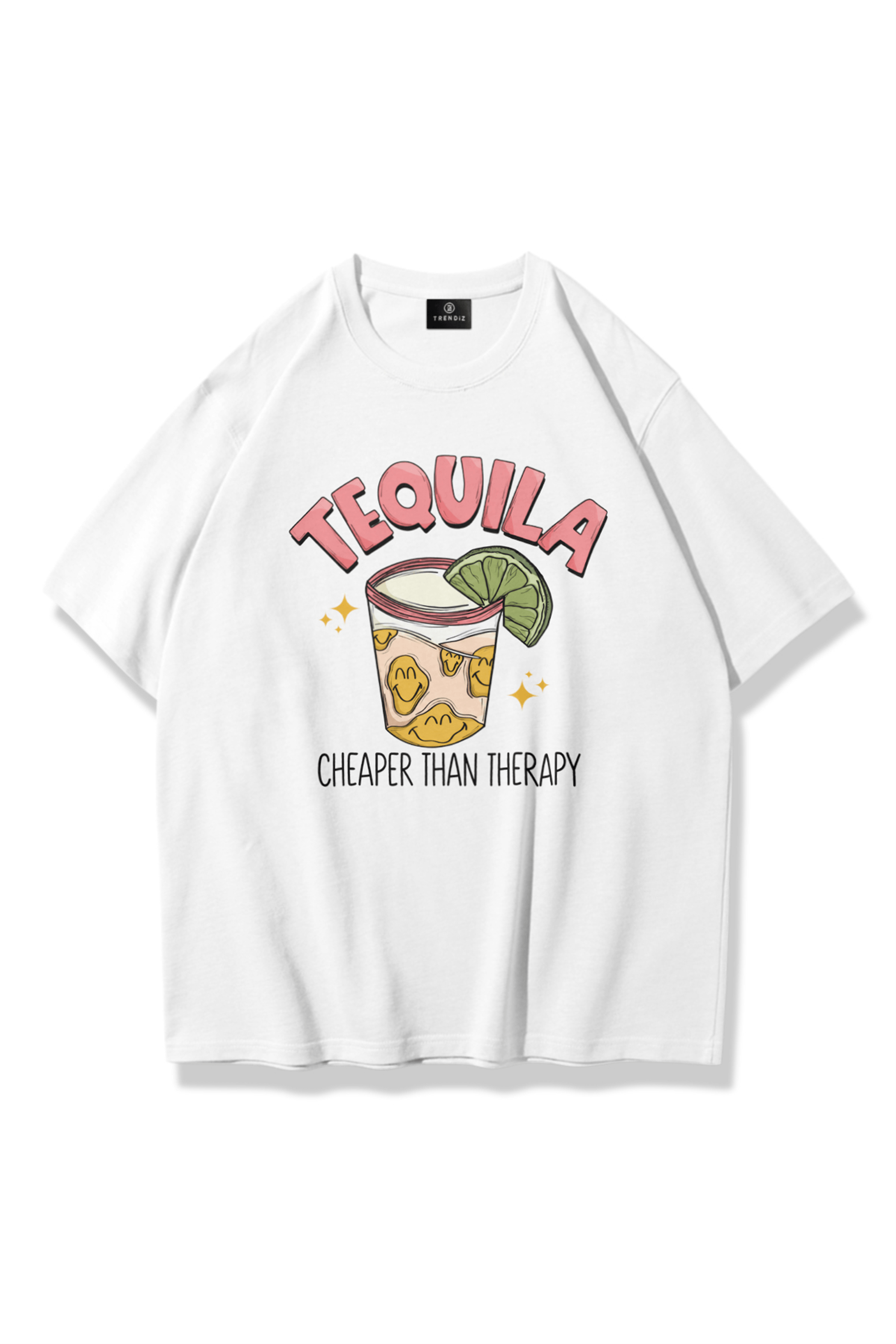 Unisex Tequila Therapy Tshirt Beyaz