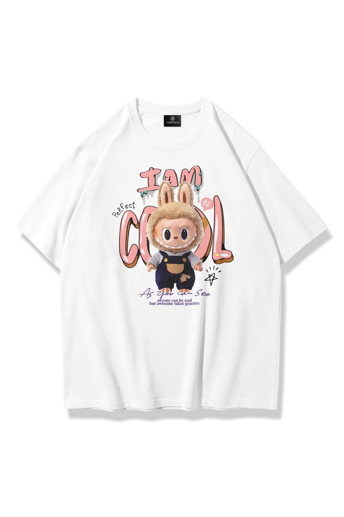 Unisex Labubu I am Cool Tshirt Beyaz