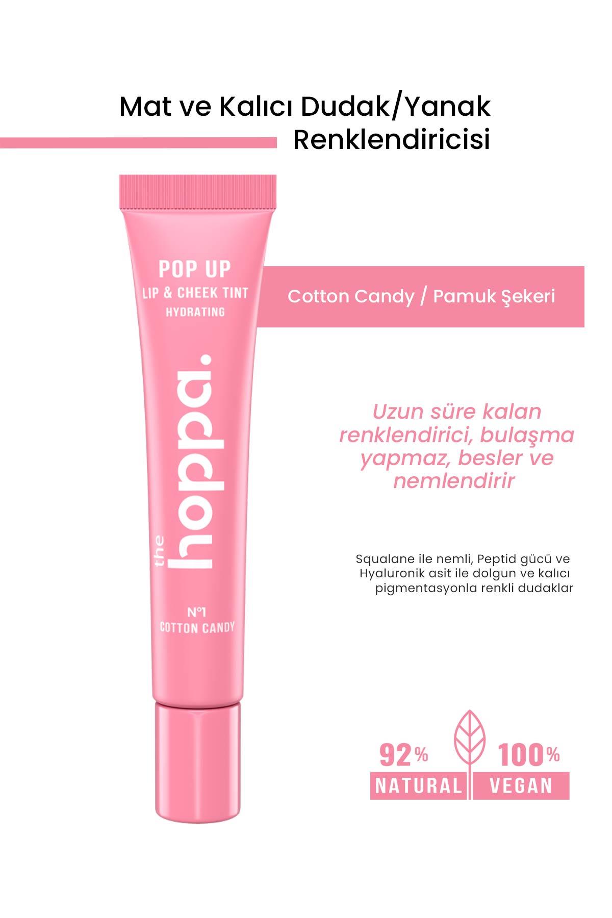 Mat ve Kalıcı Dudak/Yanak Renklendiricisi - Cotton Candy Shea Yağı + Jojoba Yağı+Hyaluronik Asit + Squalane+ Palmitoyl Tripeptide-1 - 10 ML