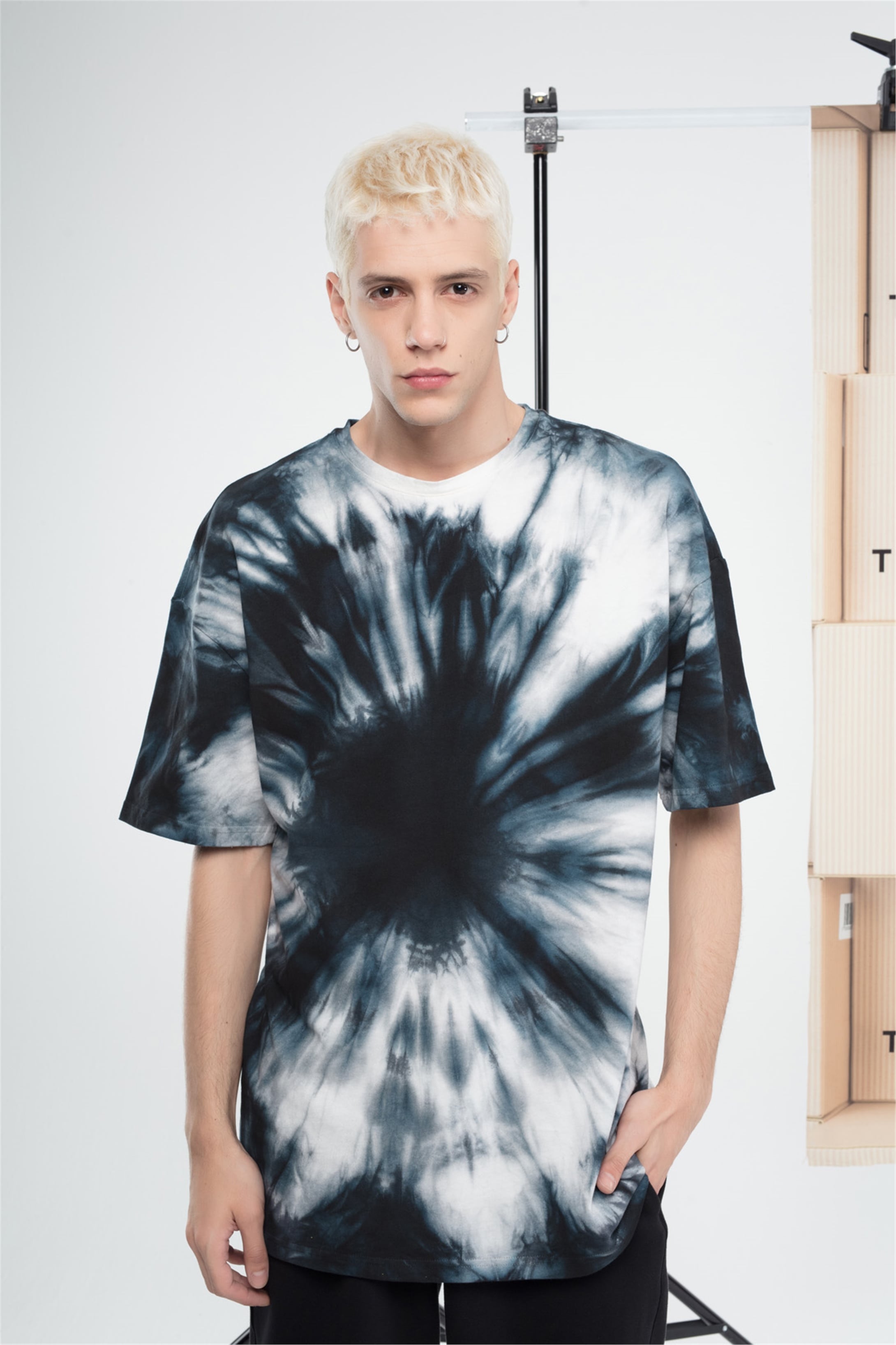 Trendiz Basic Unisex Batik Tshirt Lacivert