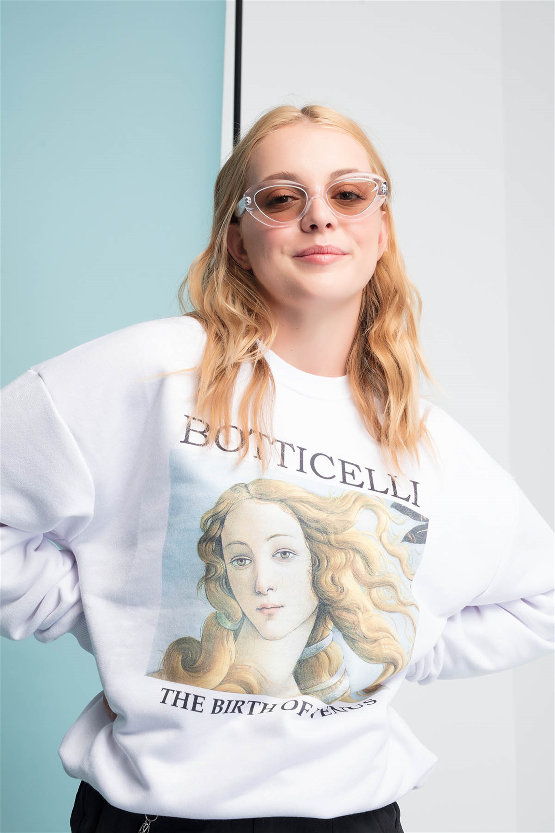 Trendiz Boticelli Yuvarlak Yaka Sweatshirt Beyaz 111140