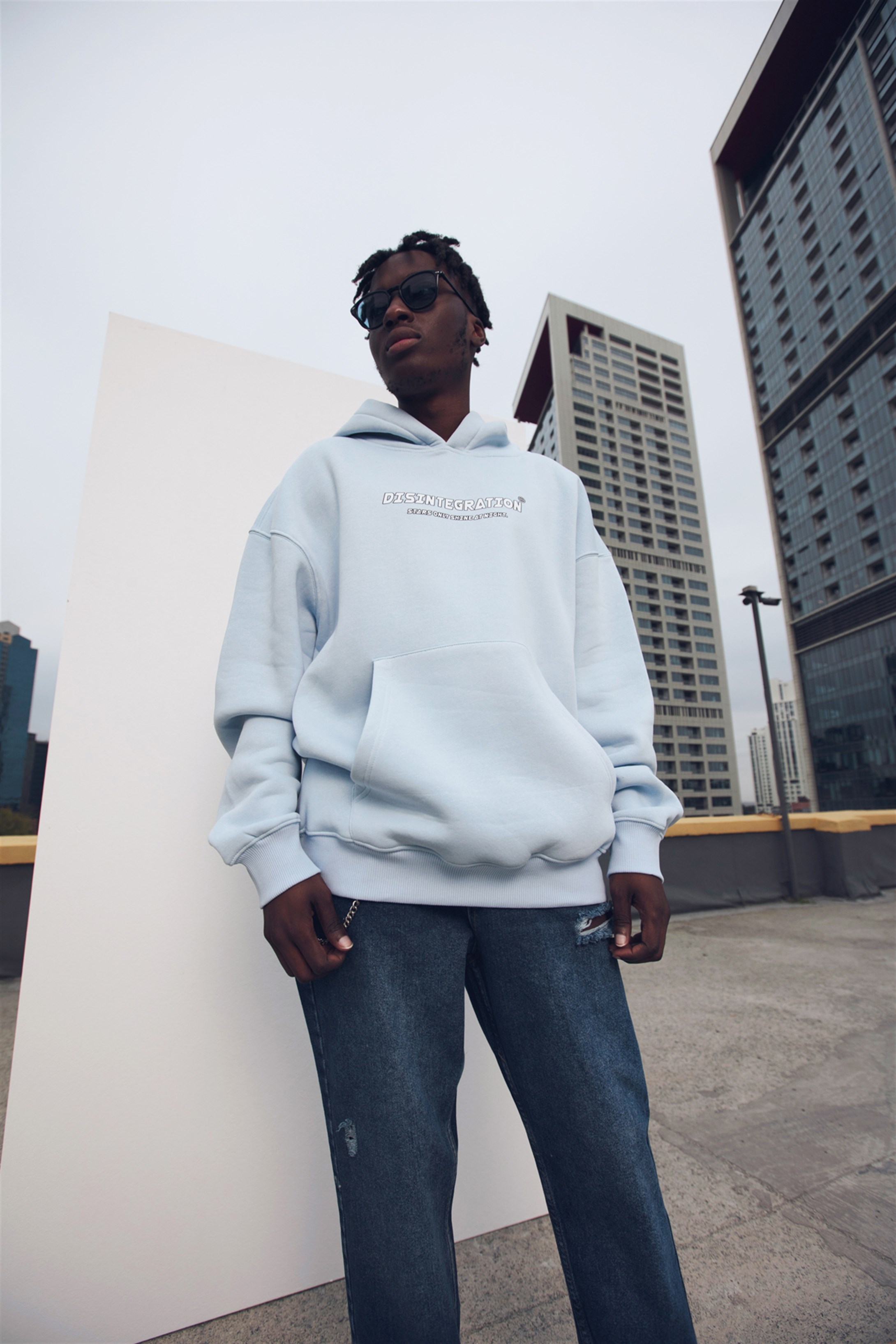 Trendiz Disintegration Unisex Açık Mavi Sweatshirt