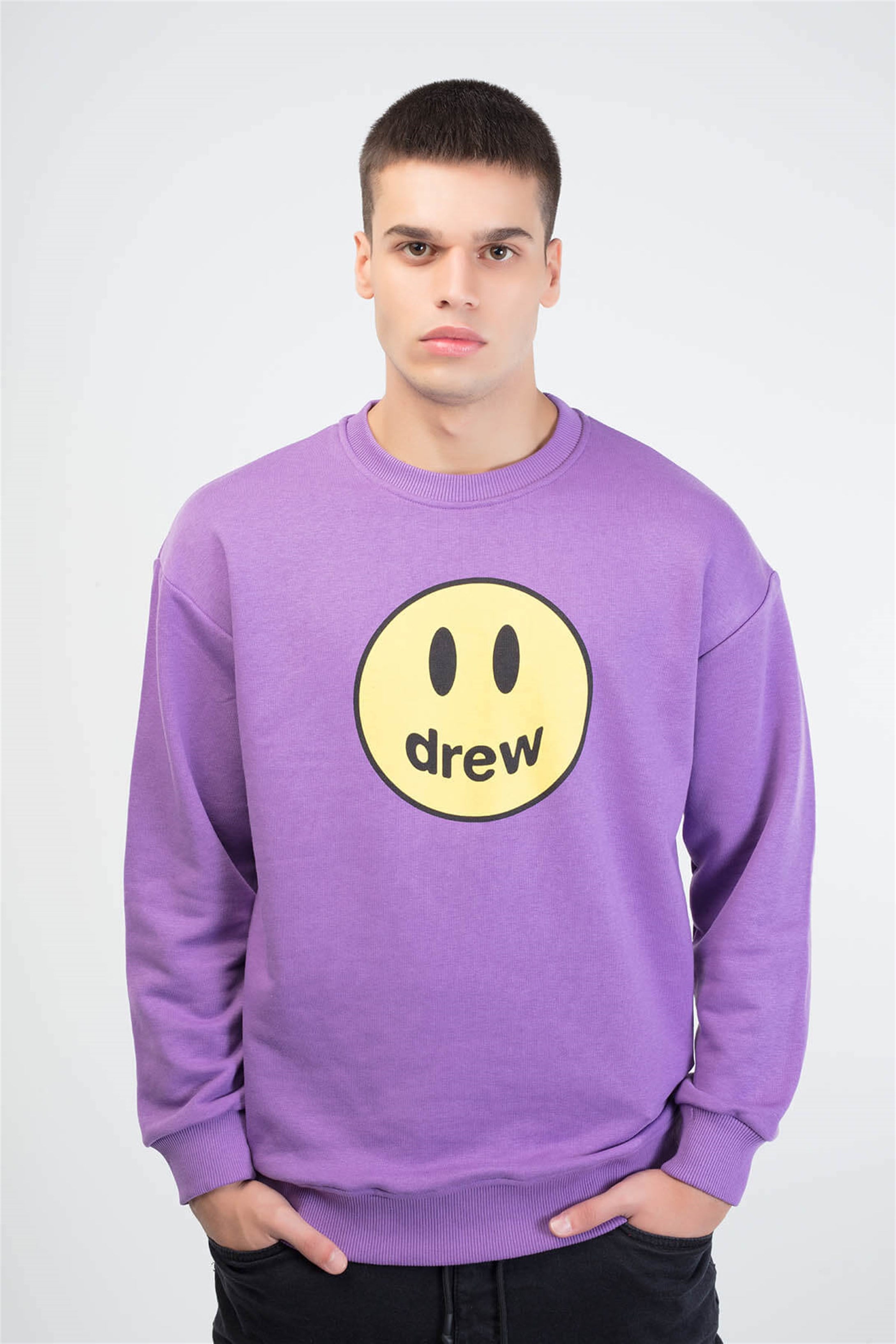 Trendiz Drew Couple Erkek Yuvarlak Yaka Sweatshirt Mor 111168