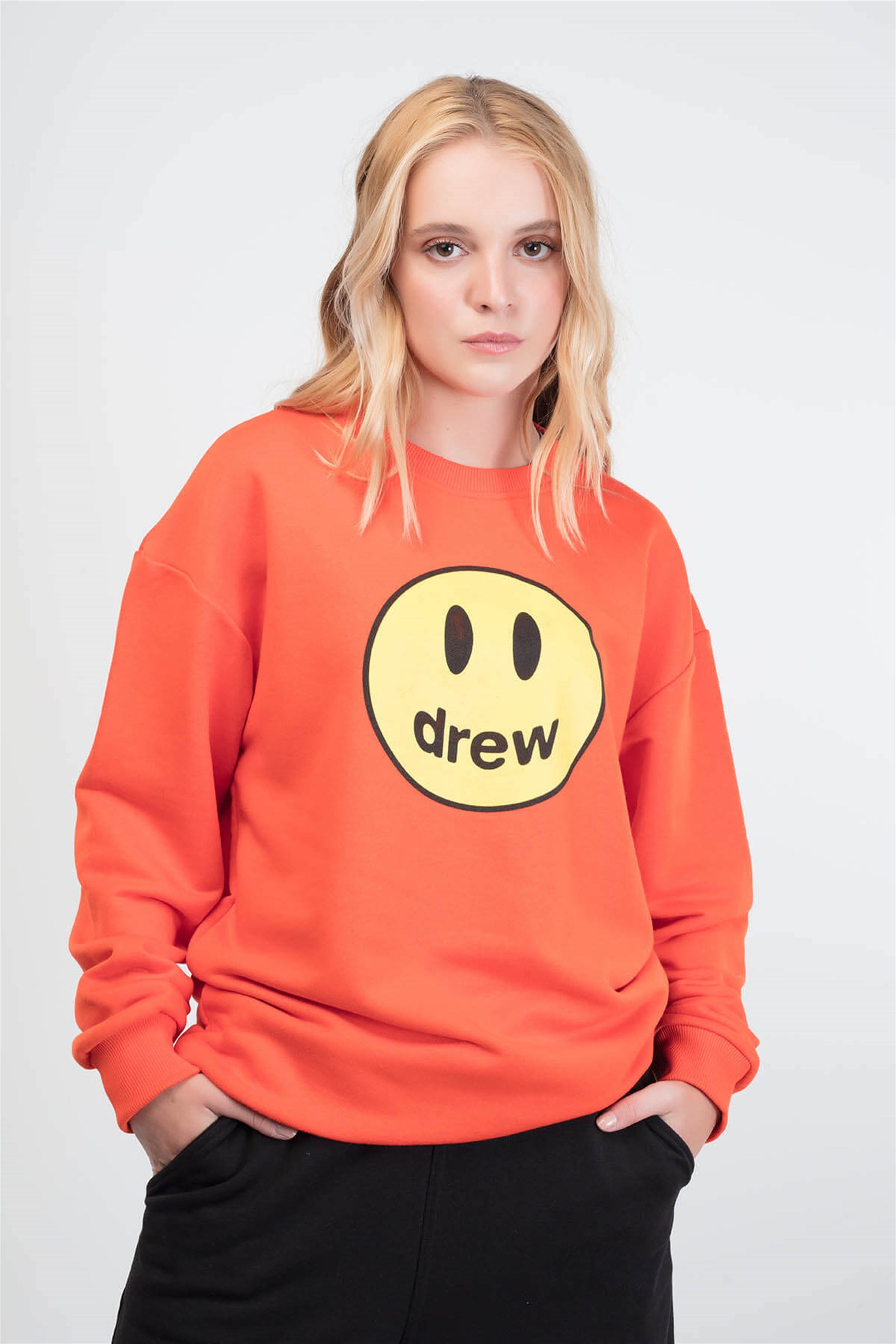 Trendiz Drew Unisex Yuvarlak Yaka Sweatshirt Turuncu 111170