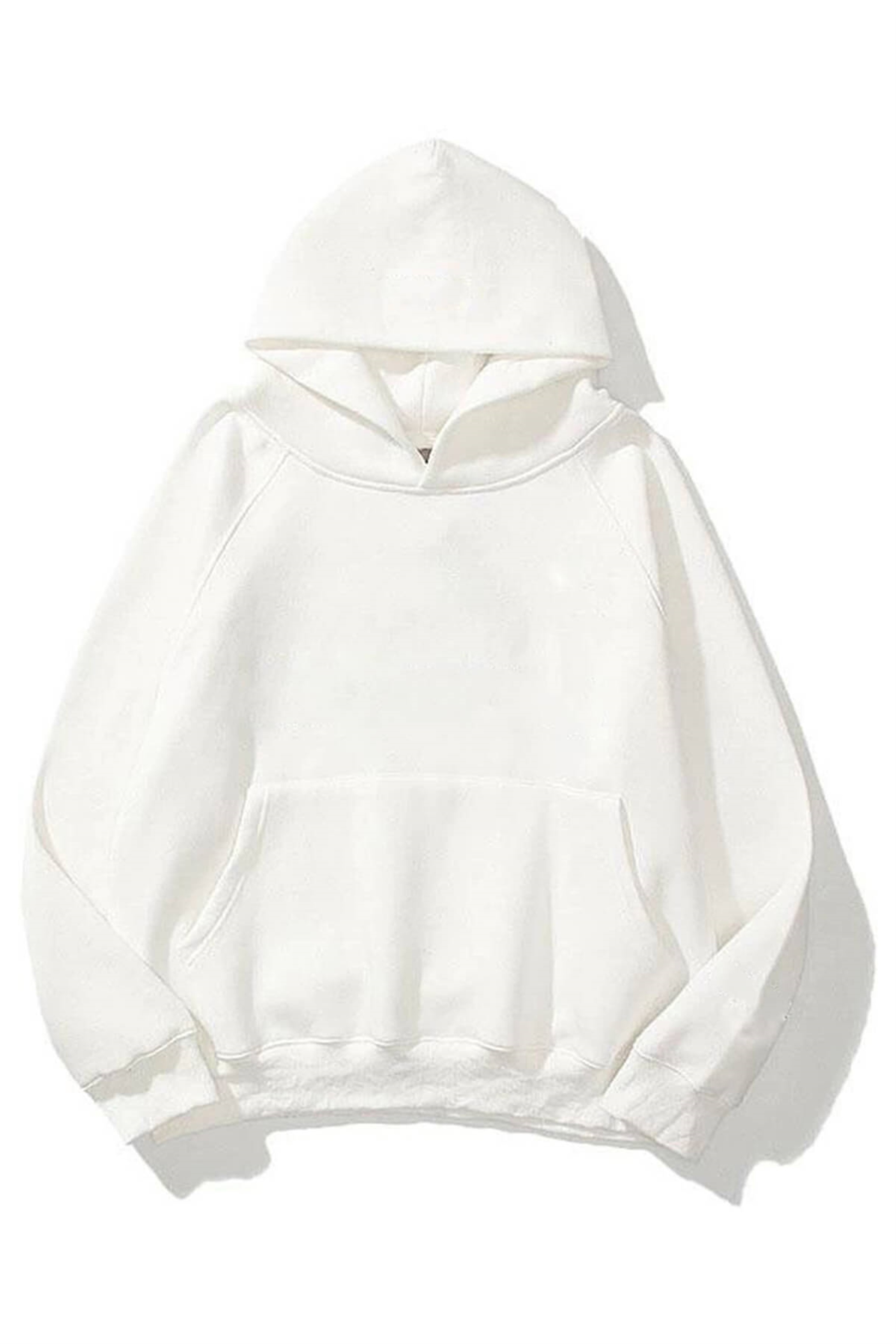 Trendiz Unisex Beyaz Basic Sweatshirt Hoodie - Trendiz