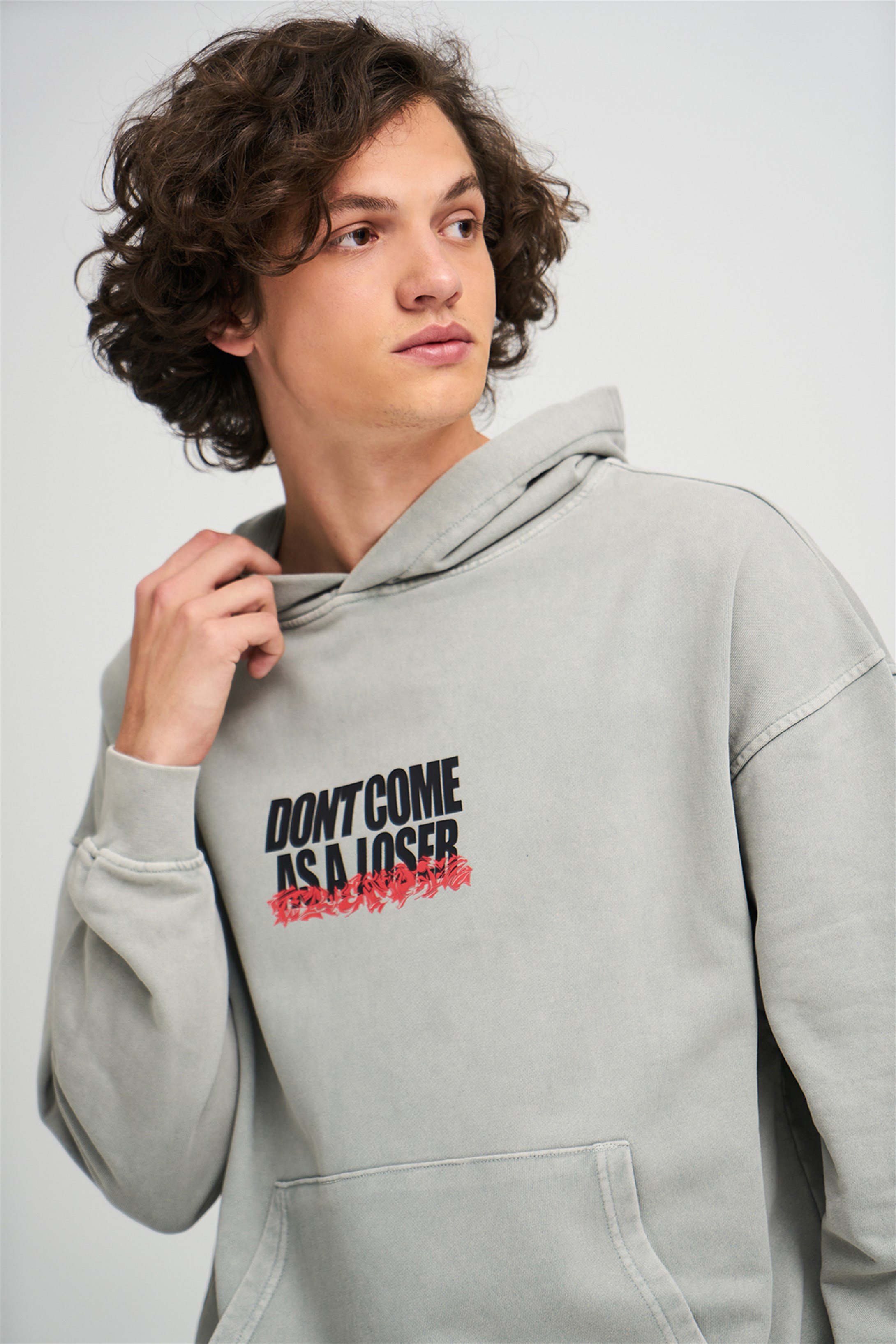 Trendiz Exclusive Don't Come Yıkamalı Sweatshirt Gri