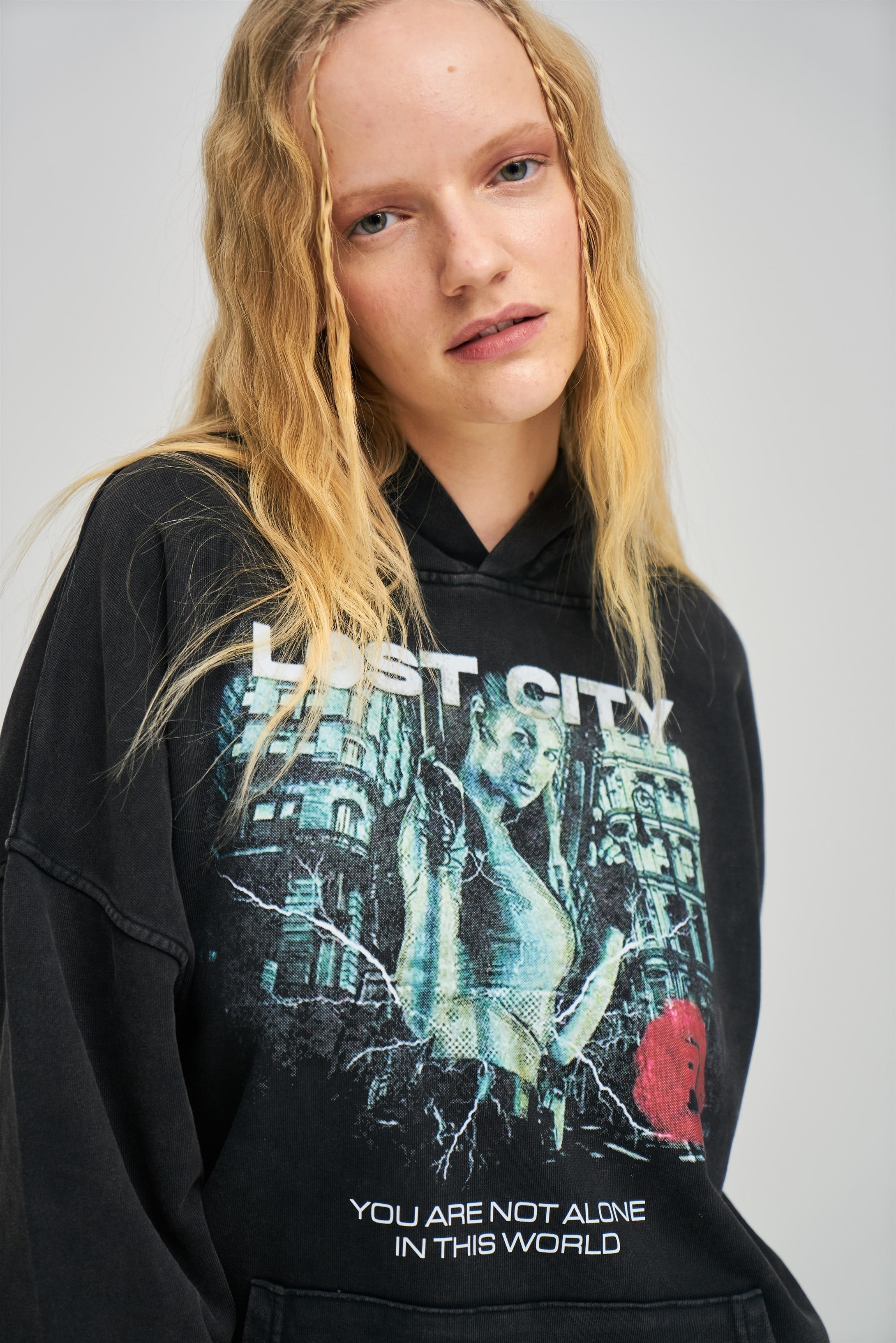 Trendiz Exclusive Lost City Yıkamalı Sweatshirt Antrasit