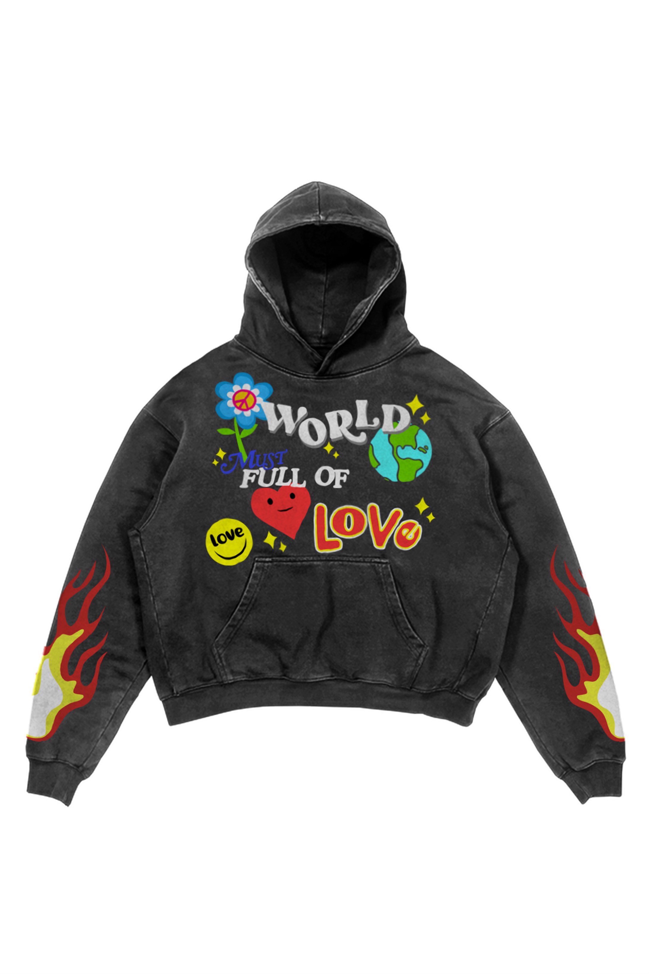 Trendiz Exclusive World Must Full of Love Yıkamalı Sweatshirt