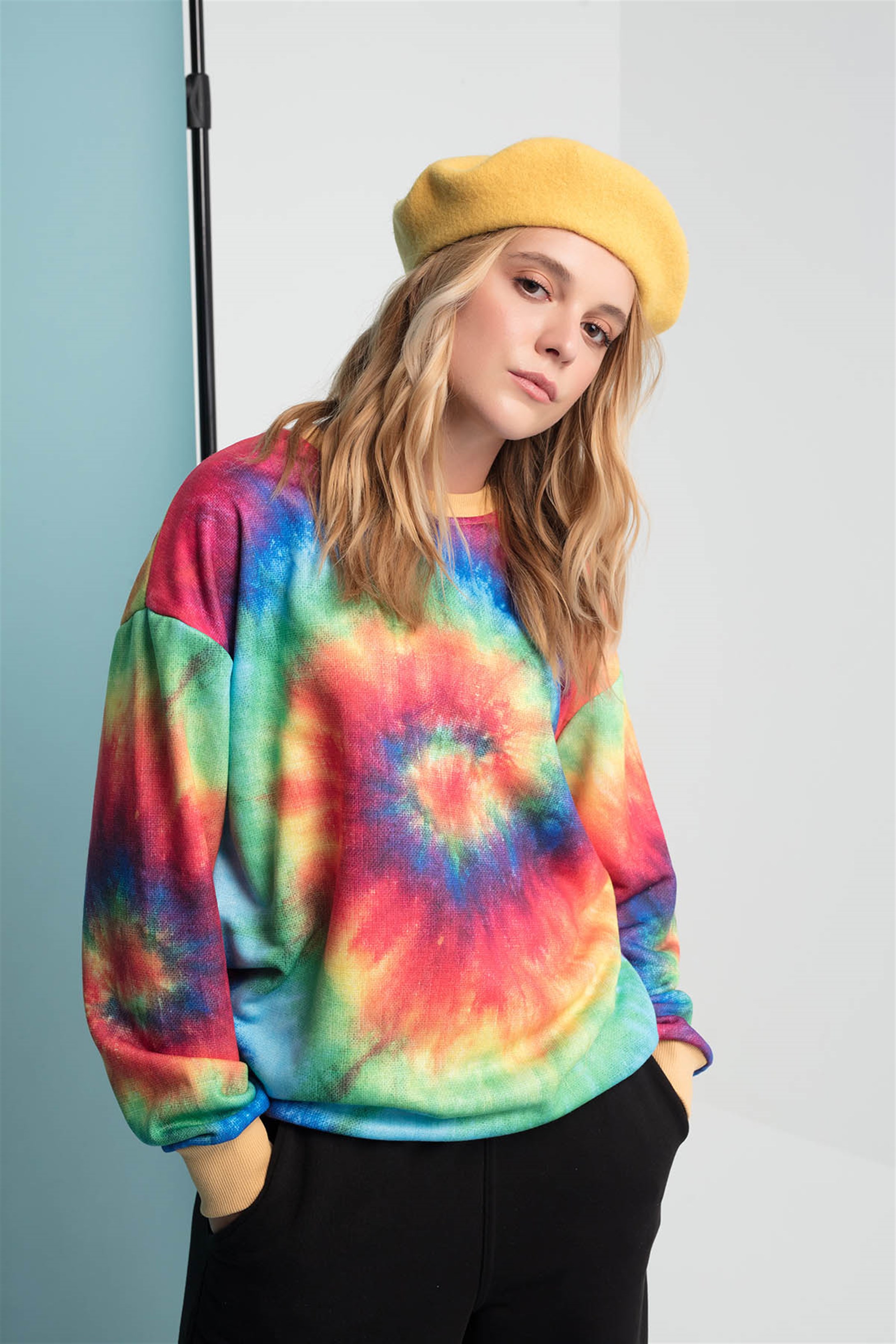 Trendiz Galaxi Colors Unisex Yuvarlak Yaka Sweatshirt Sarı 131106