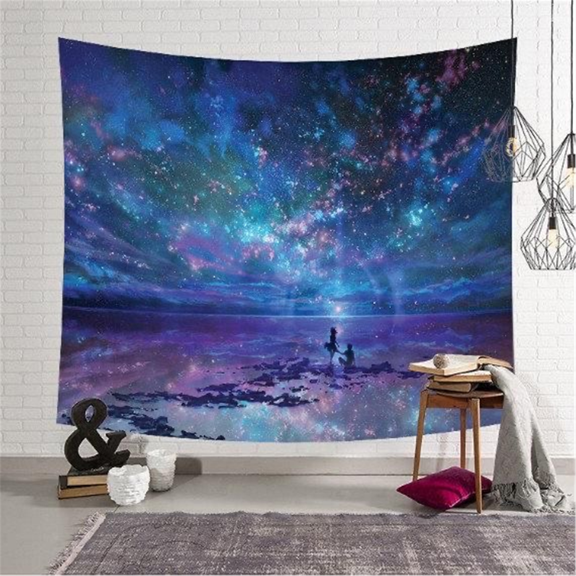 Trendiz Galaxy Mavi Duvar Halısı