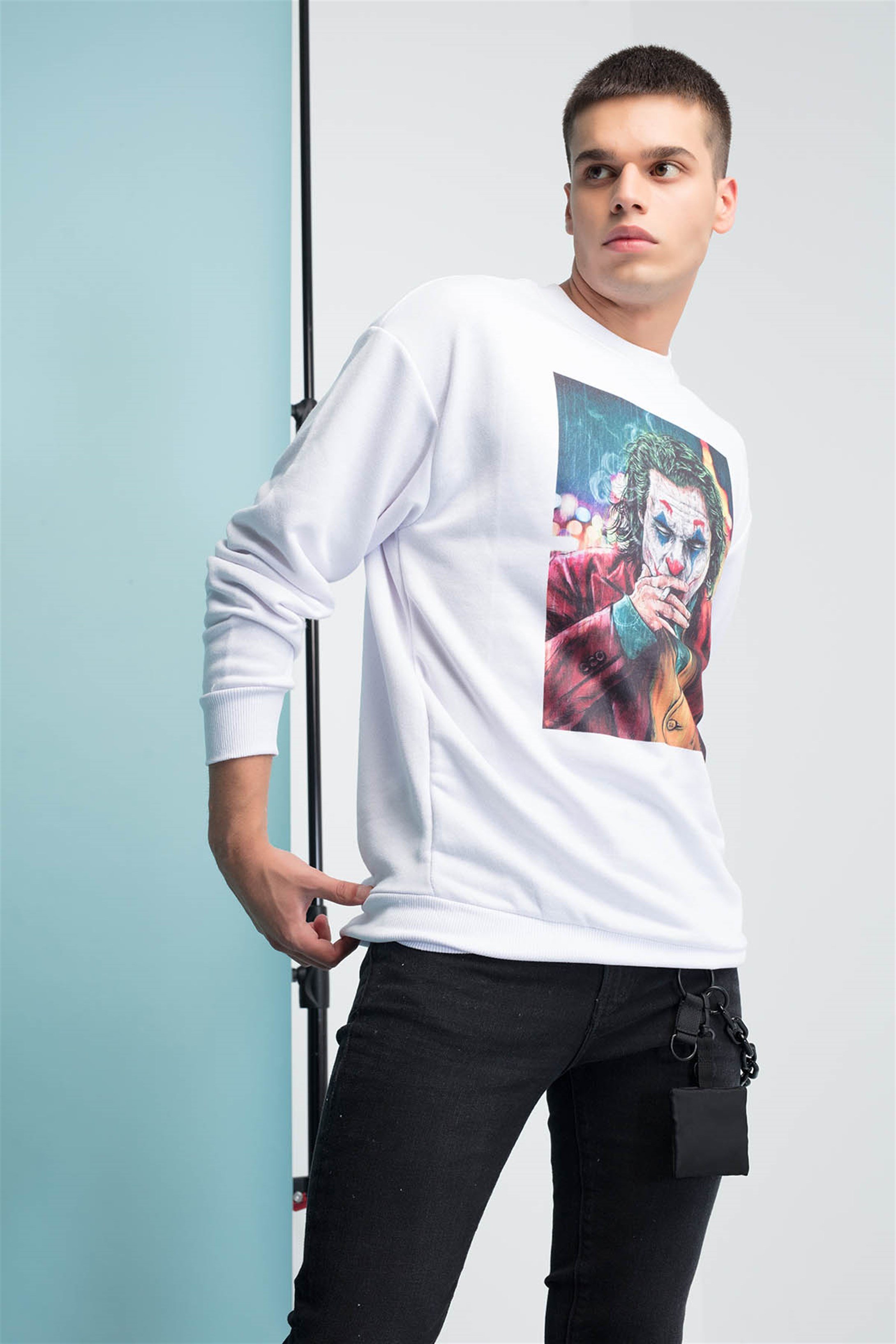 Trendiz Joker Yuvarlak Yaka Sweatshirt Beyaz 111114
