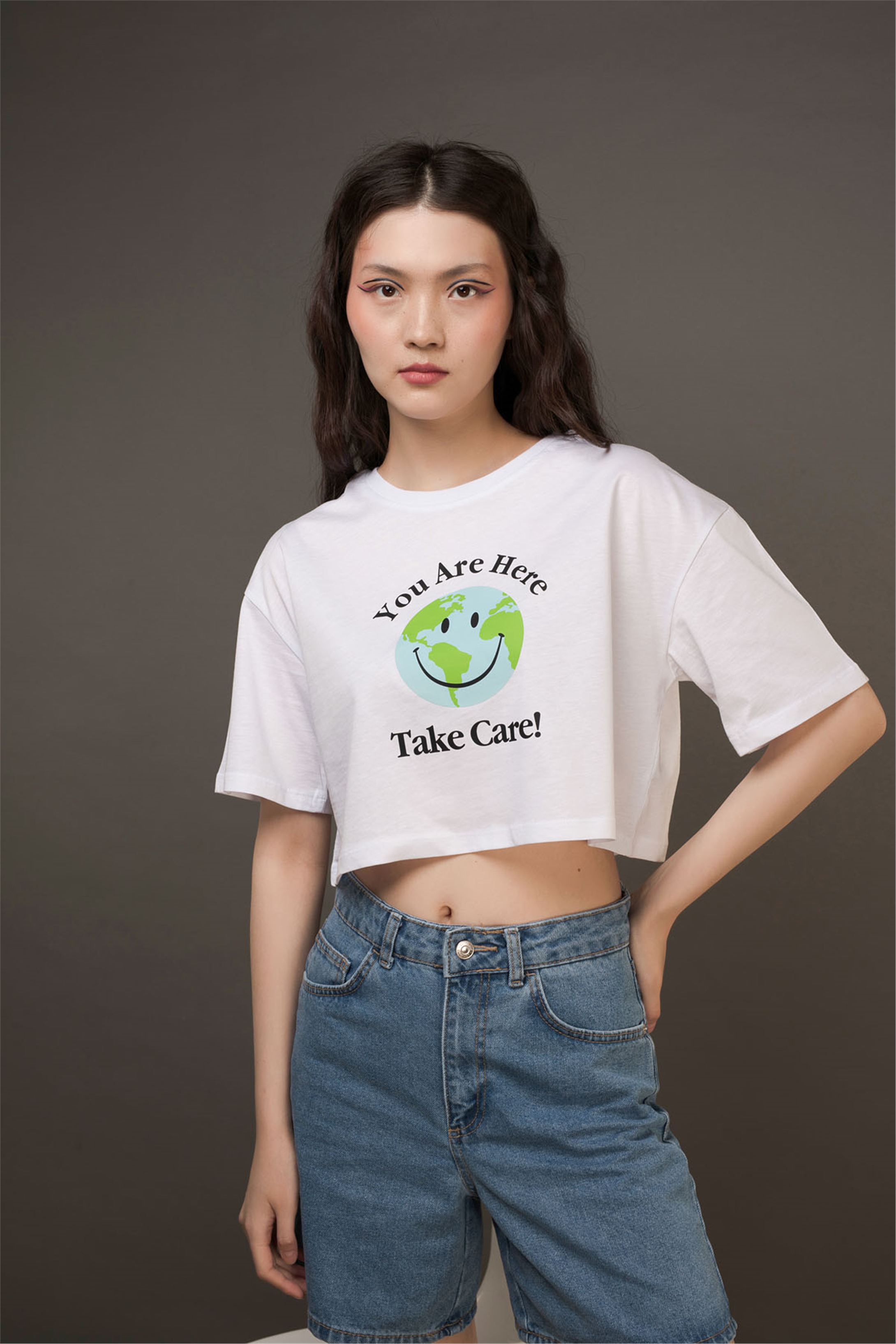 Trendiz Kadın Loved One Crop Beyaz