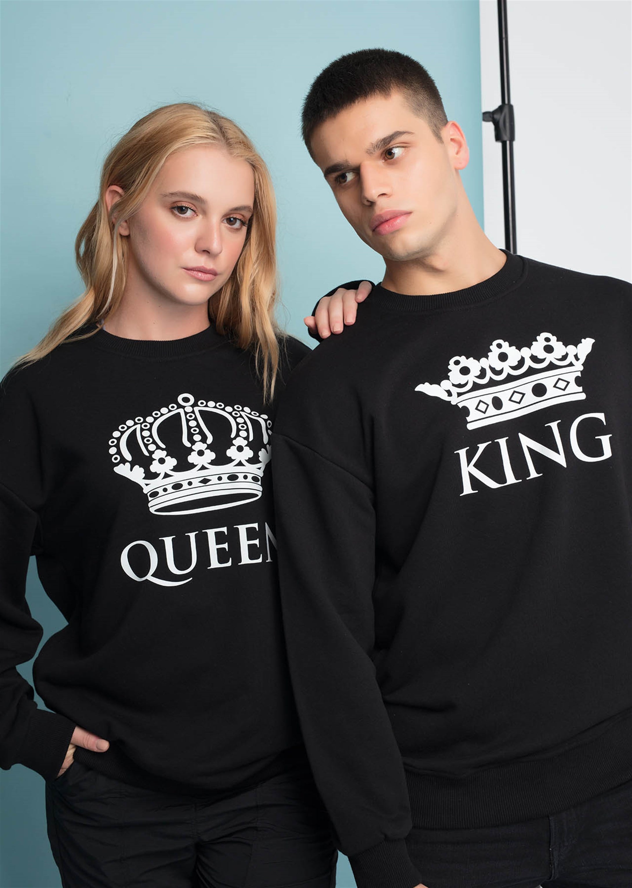 Trendiz King Couple Erkek Yuvarlak Yaka Sweatshirt Siyah 121102