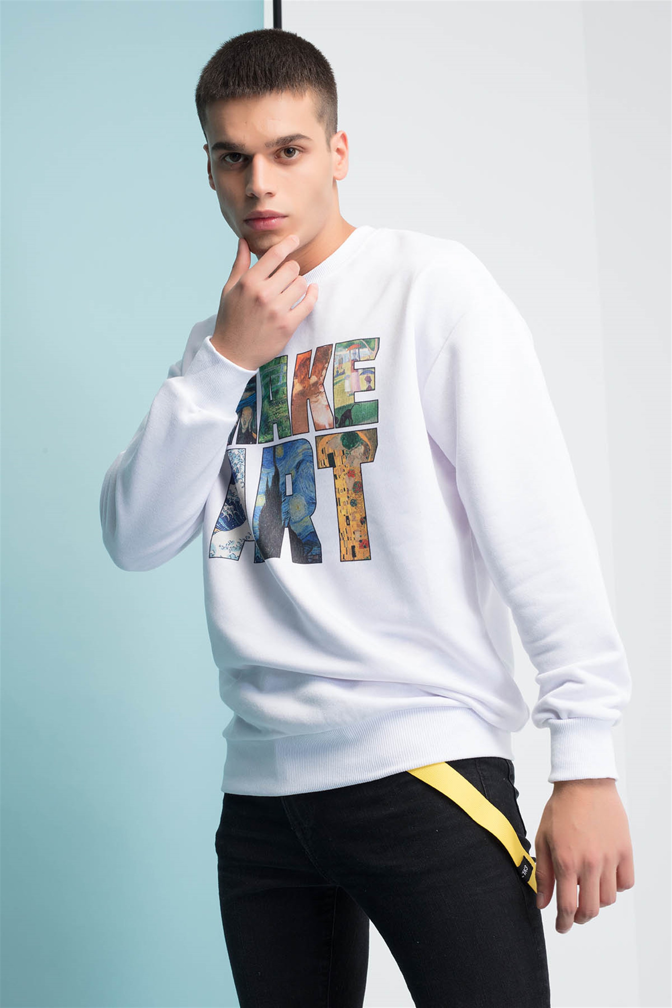 Trendiz Make Art Yuvarlak Yaka Sweatshirt Beyaz 111109