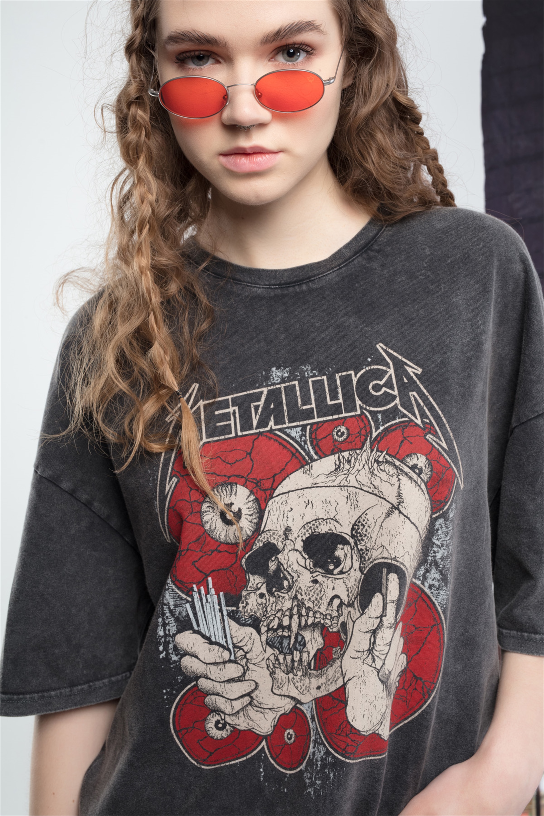 Trendiz Metallica Kadın Tshirt Antrasit - Trendiz