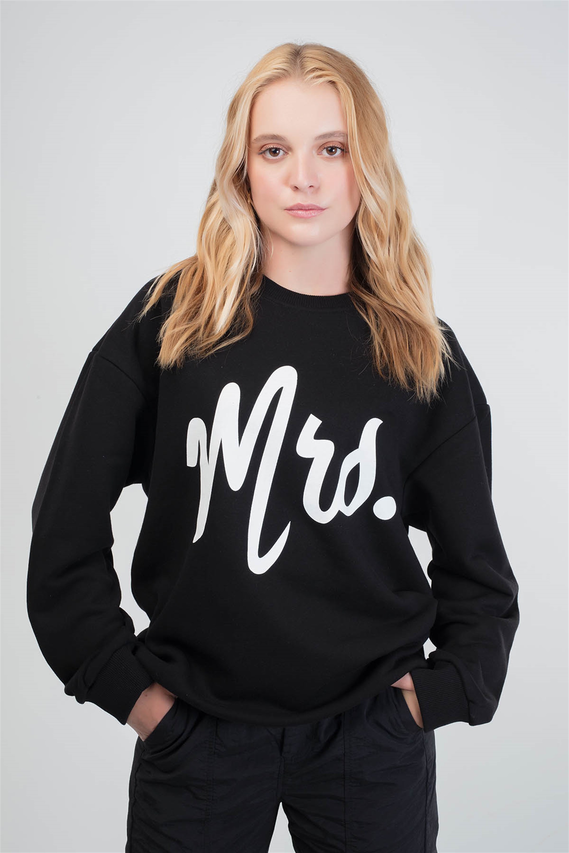 Trendiz Mrs Couple Kadın Yuvarlak Yaka Sweatshirt Siyah 121113