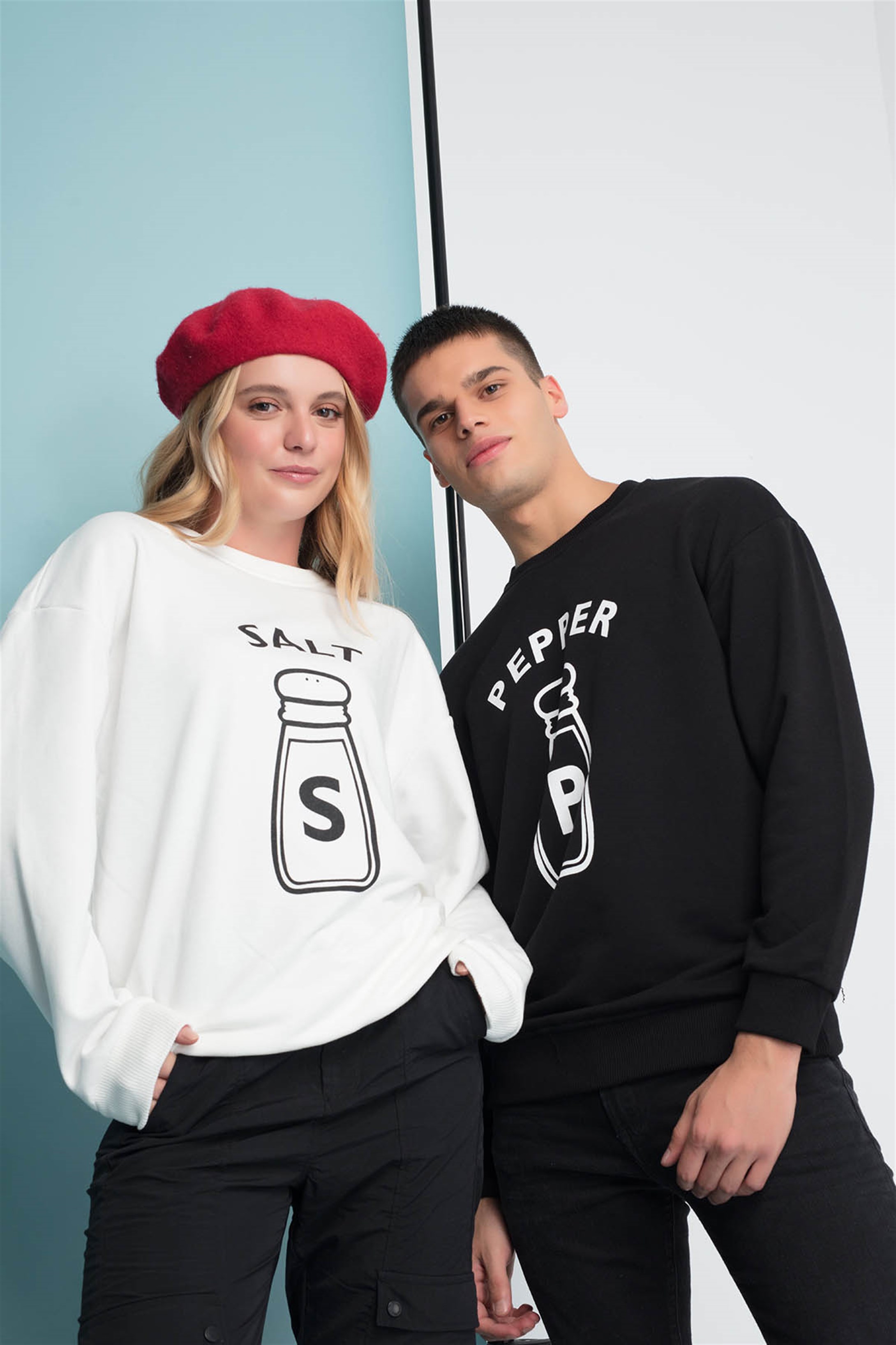 Trendiz Pepper & Salt Couple Yuvarlak Yaka Sweatshirt Siyah 121105