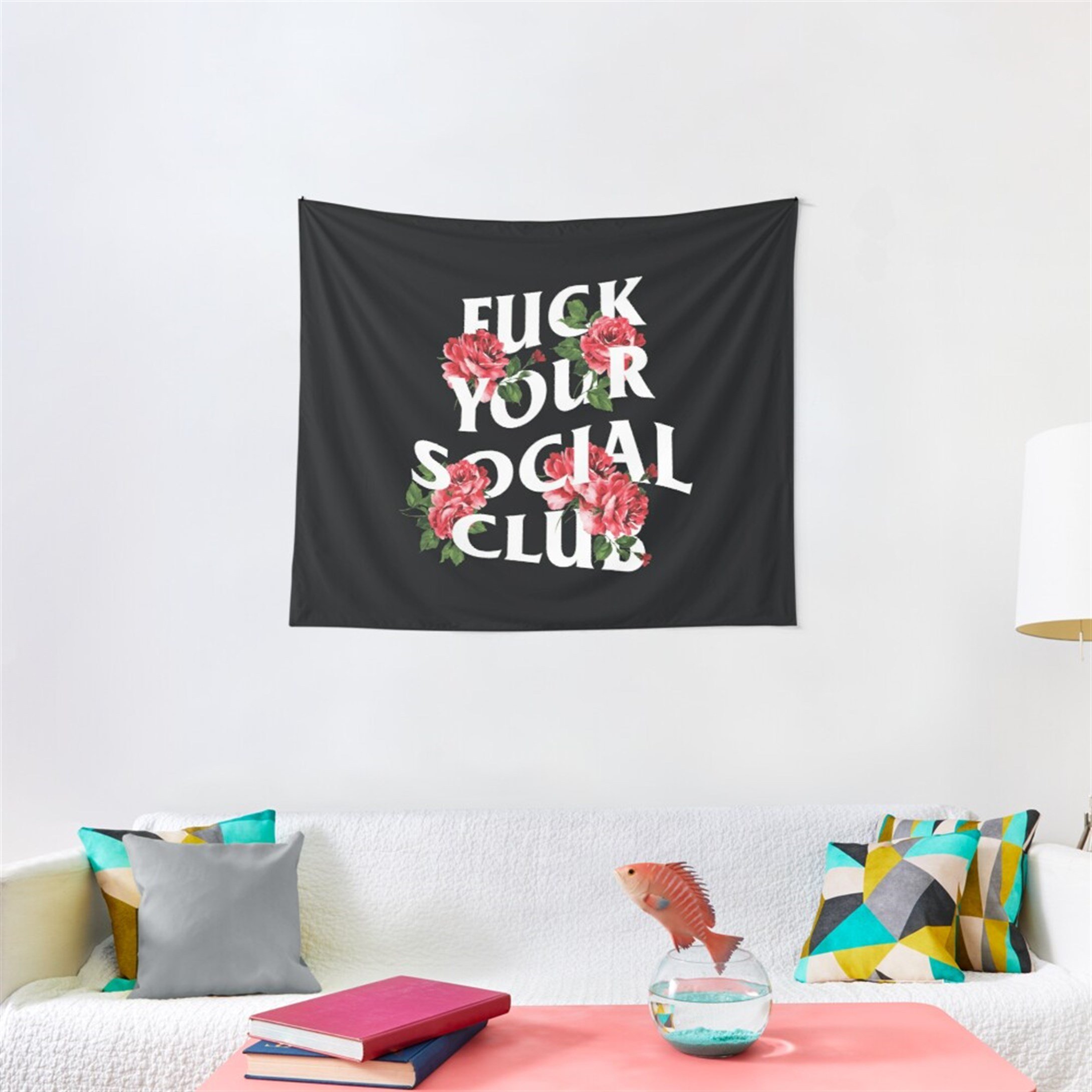 Trendiz Social Club Siyah Duvar Halısı 75x75 W10001