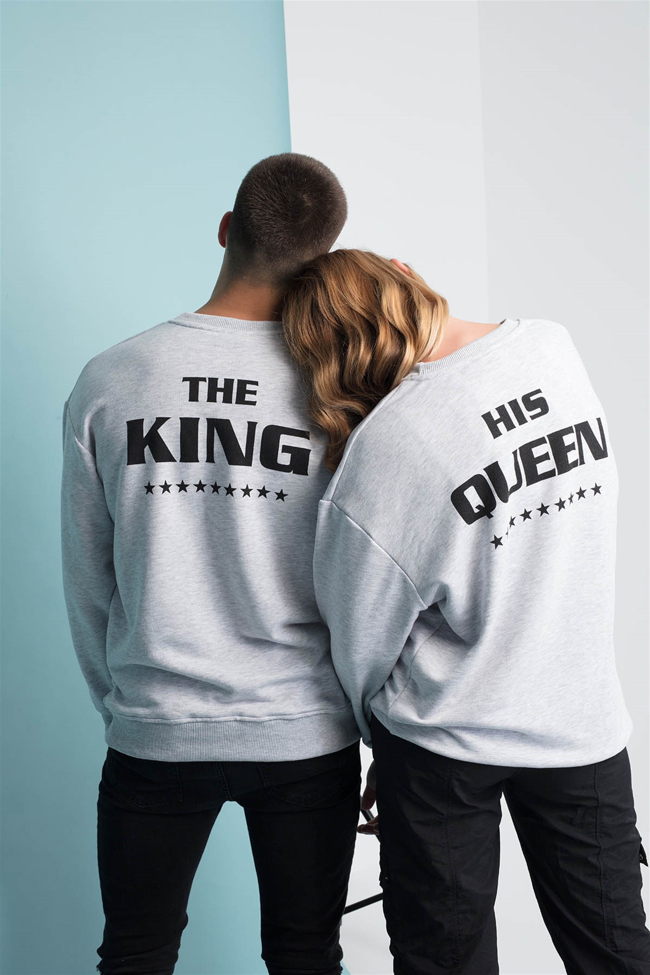 Trendiz The King & His Couple Yuvarlak Yaka Sweatshirt Gri 121110