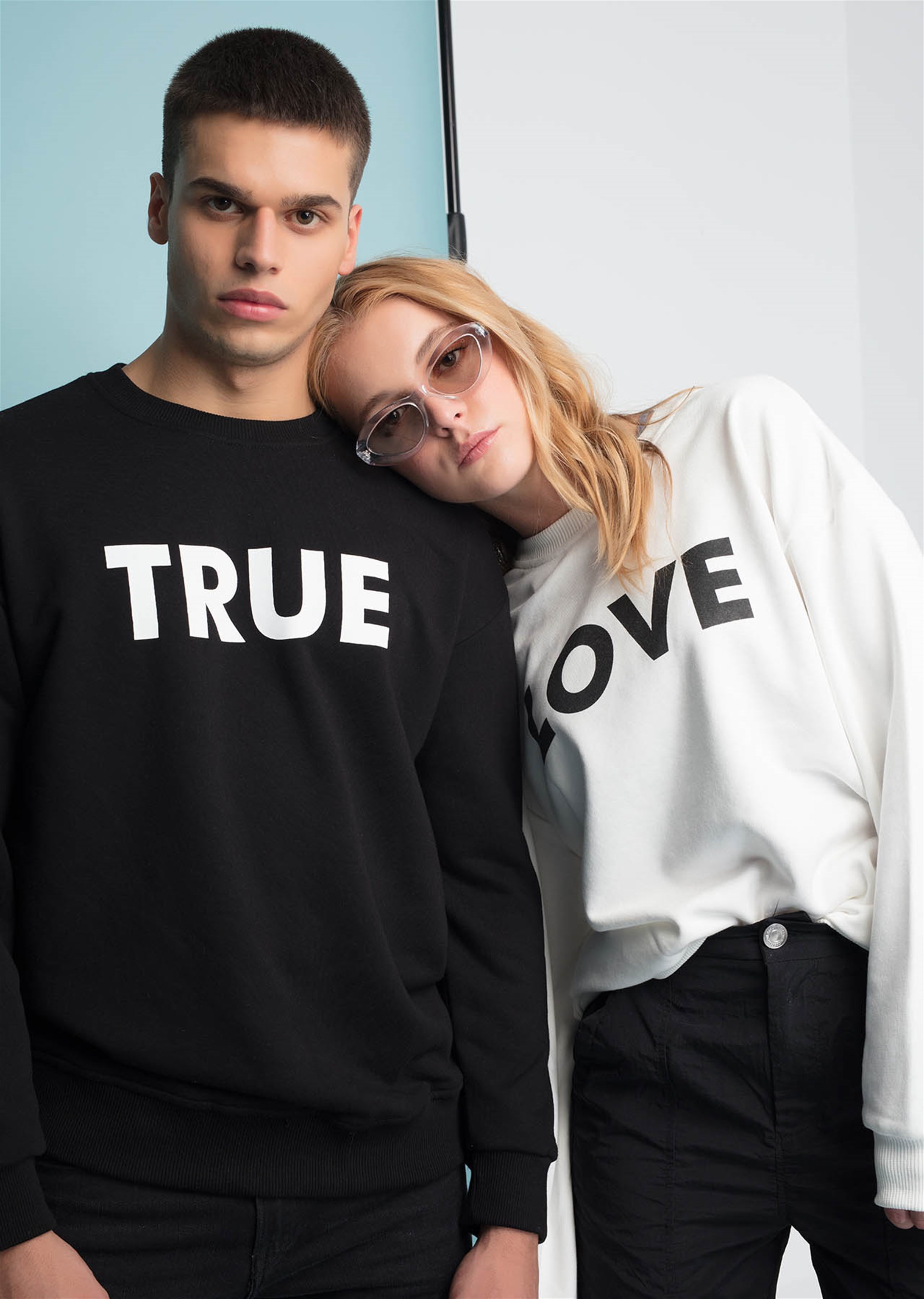 Trendiz True Couple Erkek Yuvarlak Yaka Sweatshirt Siyah 121103