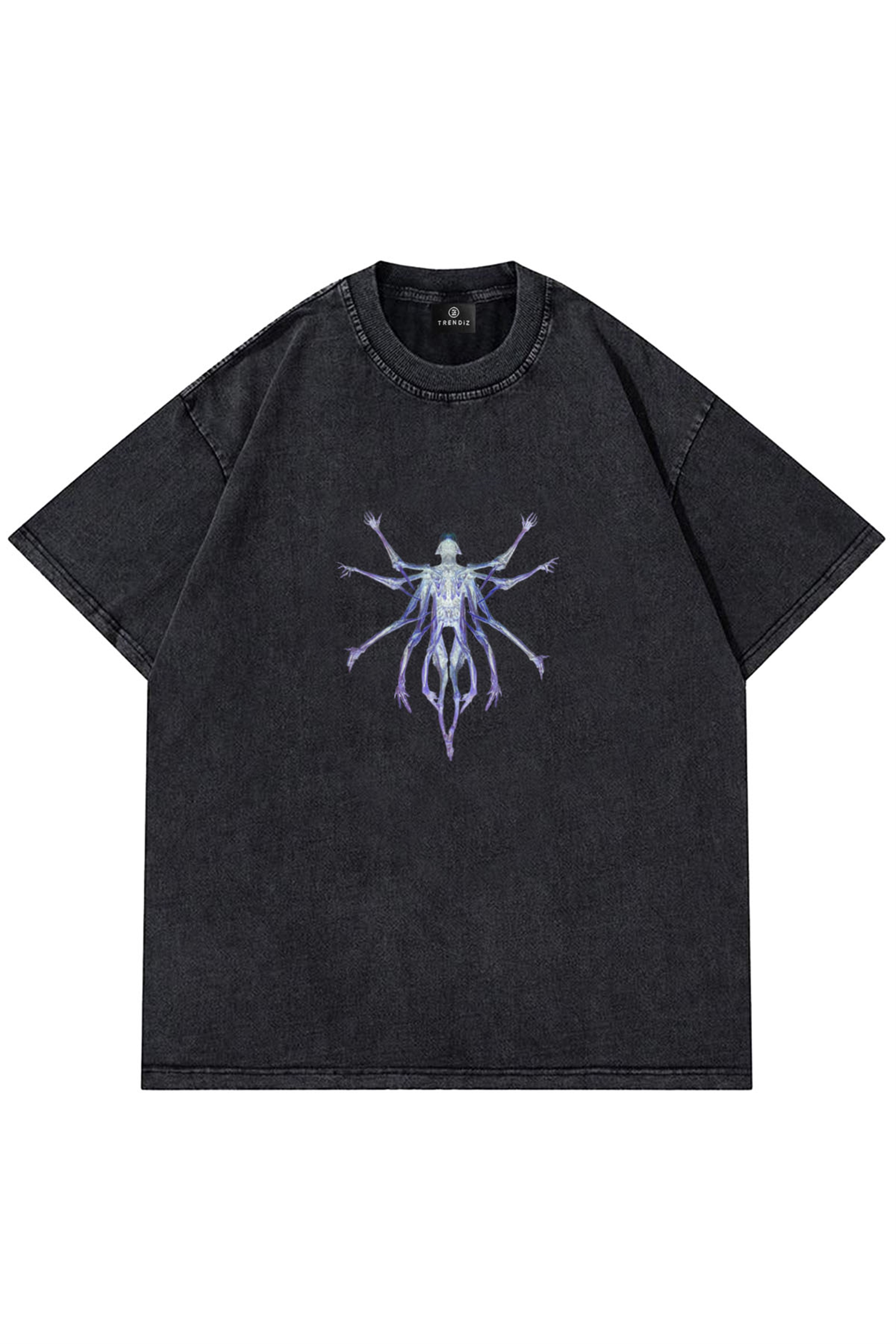 Trendiz Unisex Alien Yıkamalı Antrasit Antasit Tshirt
