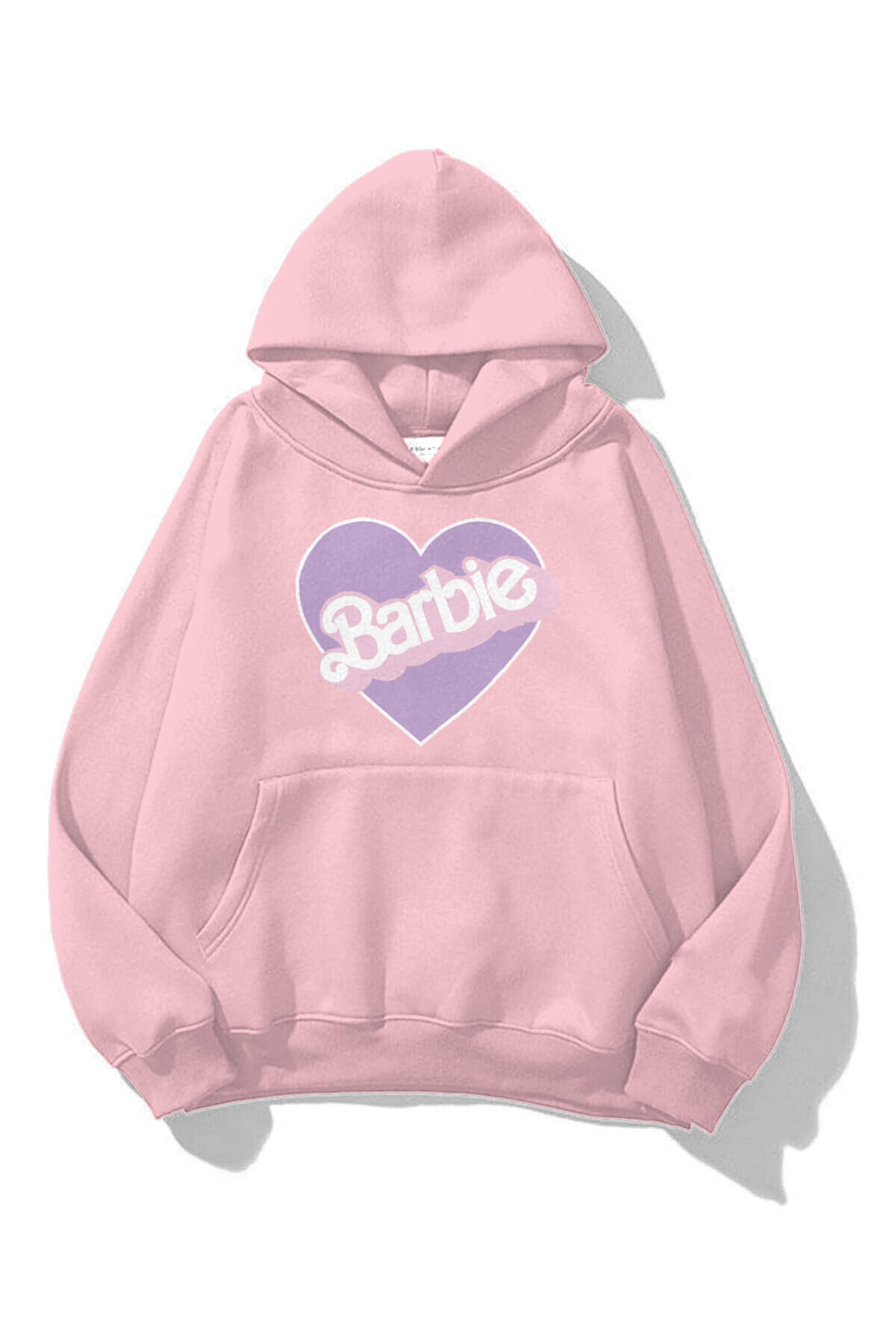 Trendiz Unisex Barbie Kalp Sweatshirt Pembe