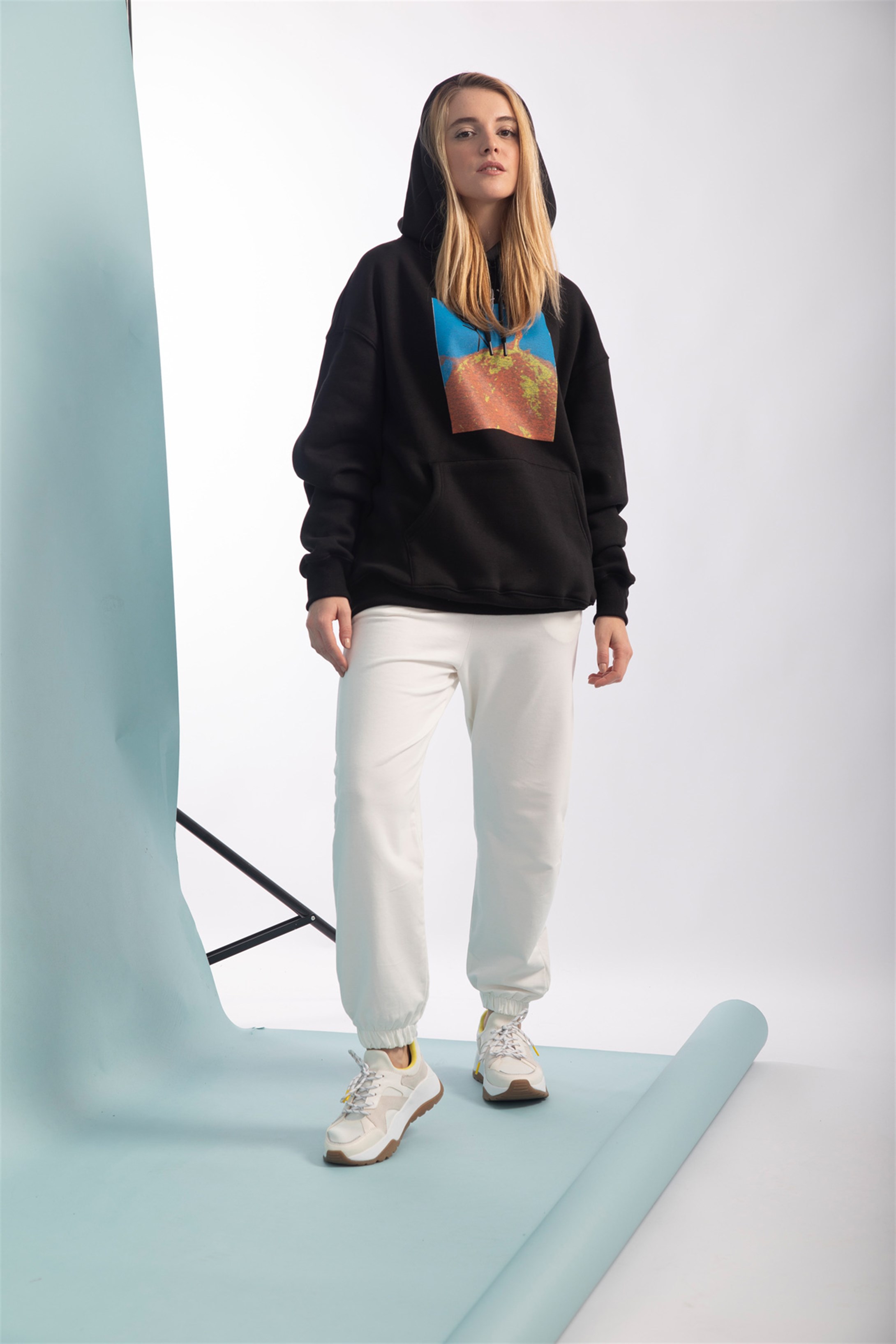 Trendiz Unisex Baskılı Hıghest Oversize Sweatshirt Siyah TR30045