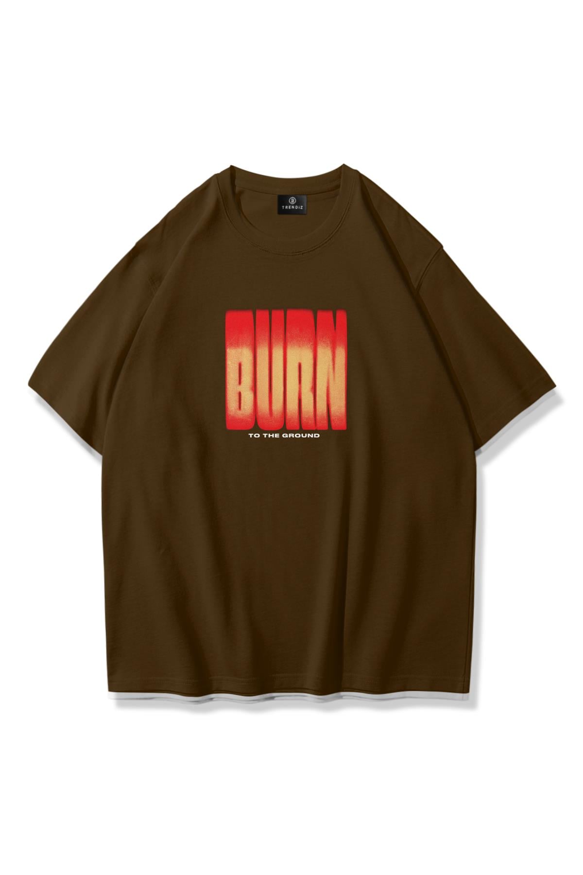 Trendiz Unisex Burn Tshirt Kahve
