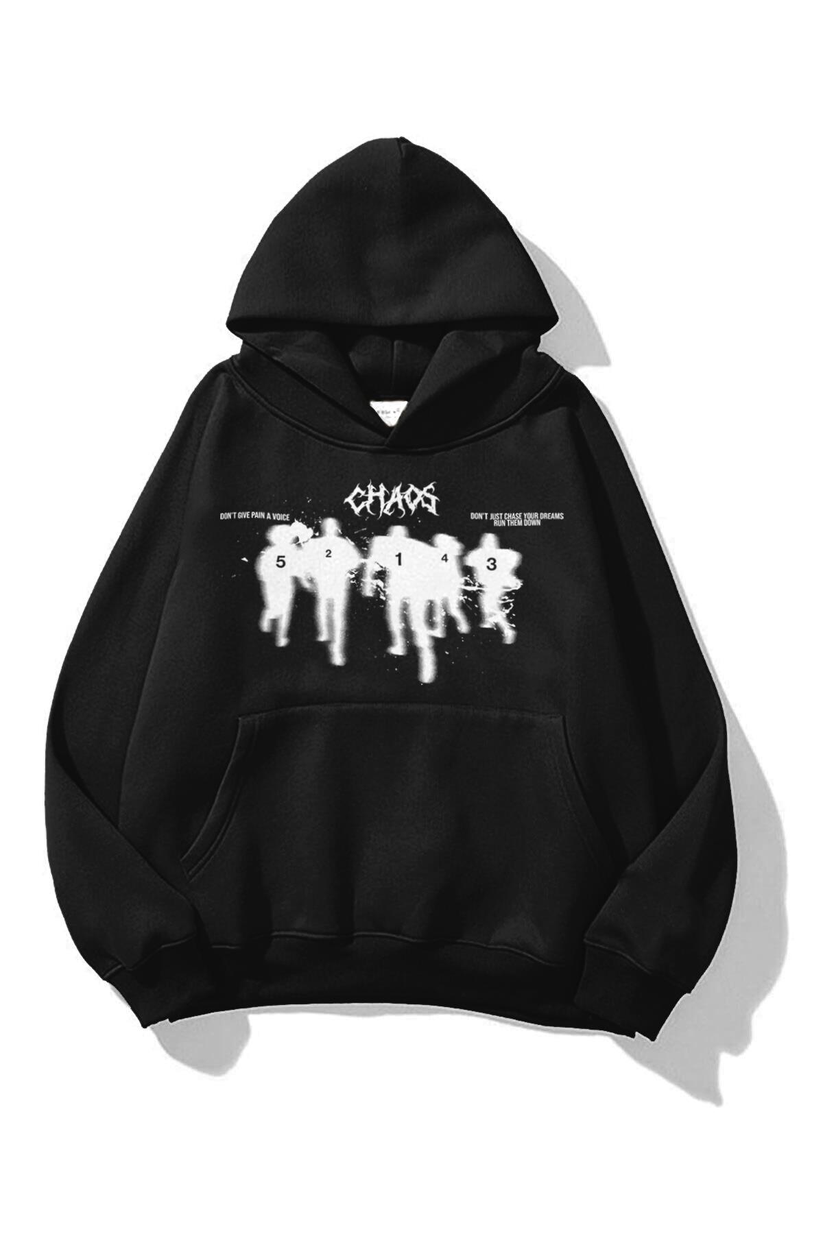 Trendiz Unisex Chaos Sweatshirt Siyah