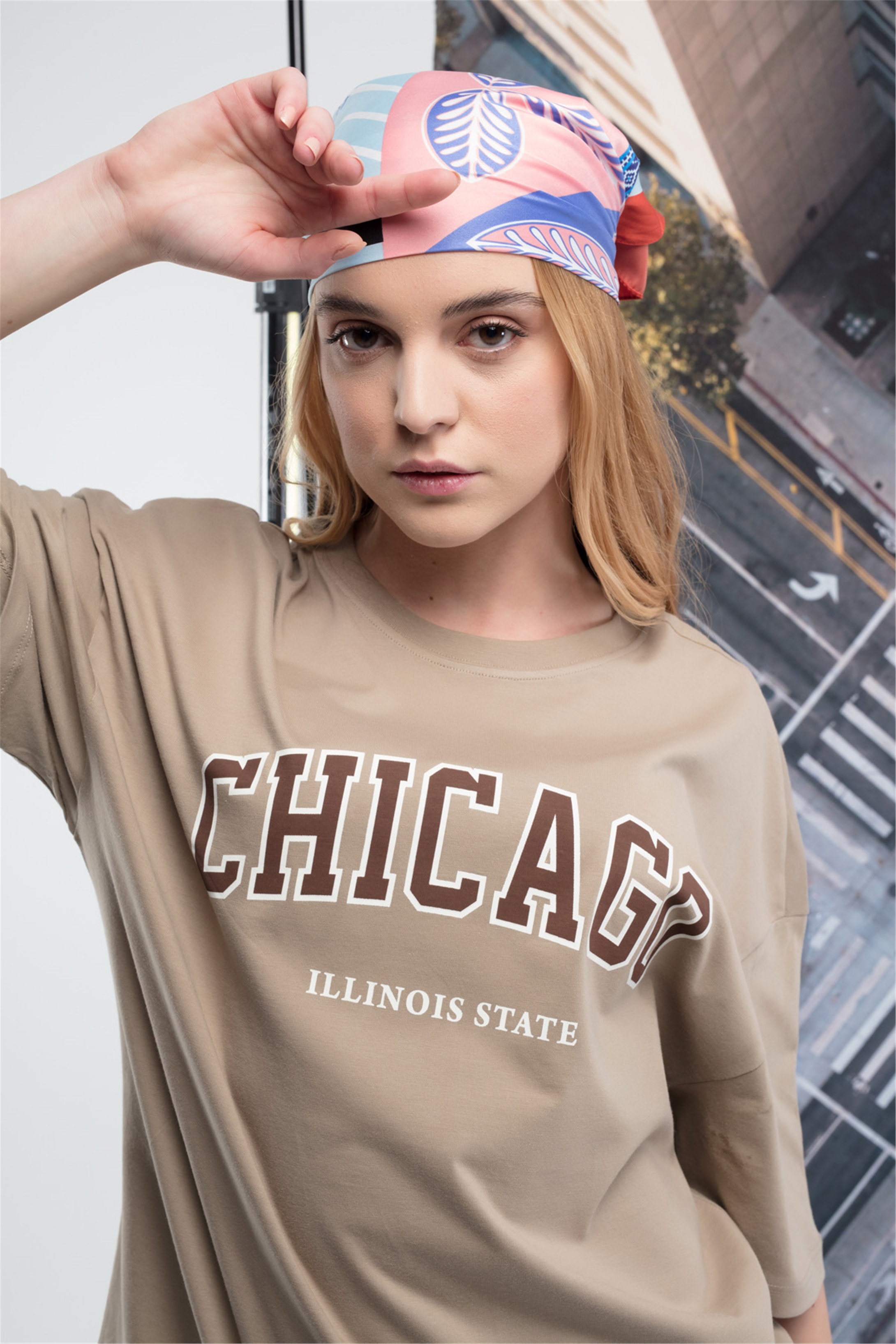 Trendiz Unisex Chıcago Tshirt Bej