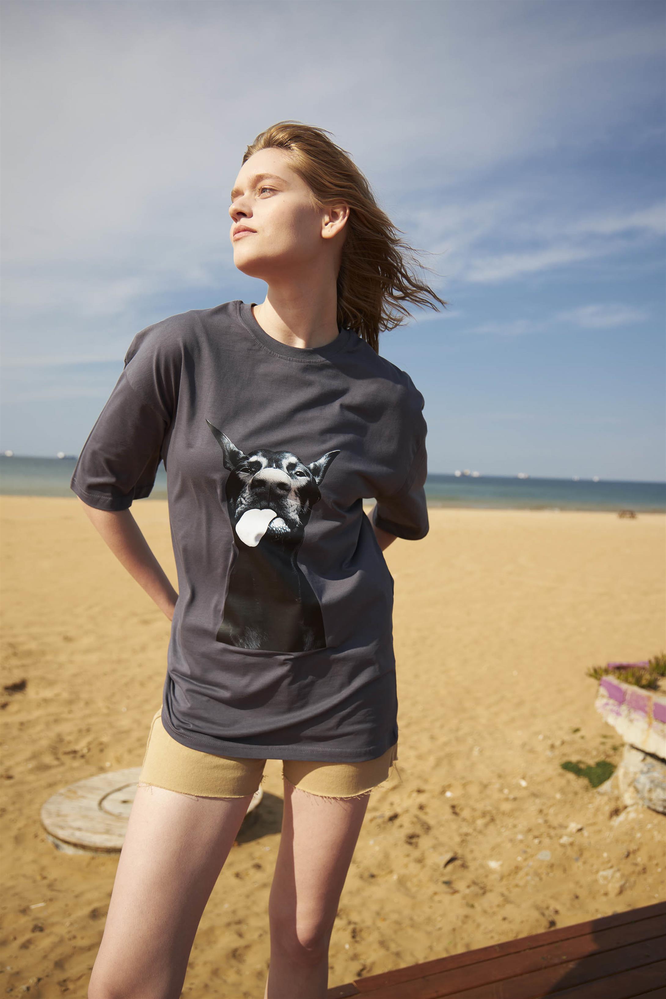 Trendiz Unisex Doberman Tshirt Antrasit
