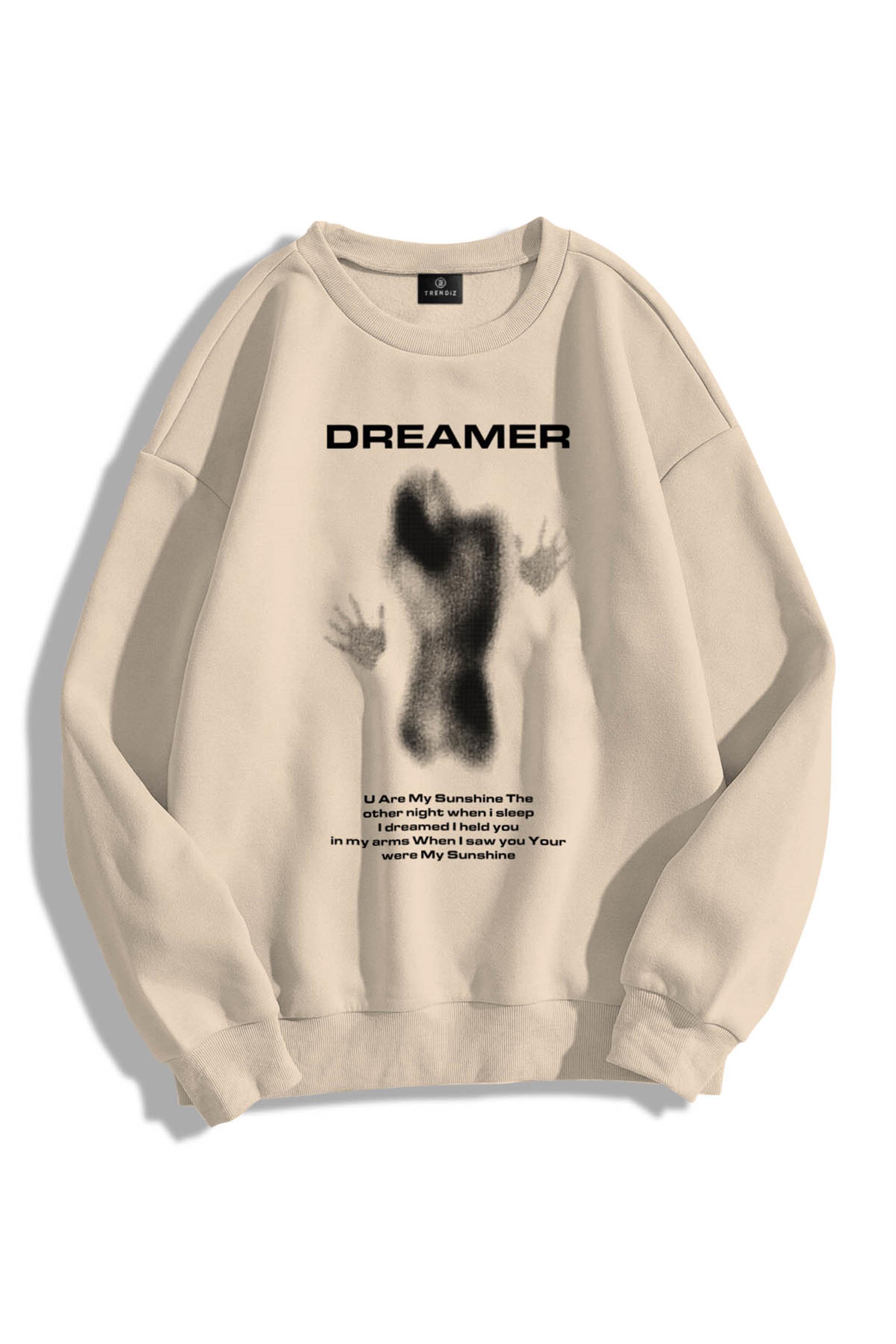 Trendiz Unisex Dreamer Bisiklet Yaka Sweatshirt Taş