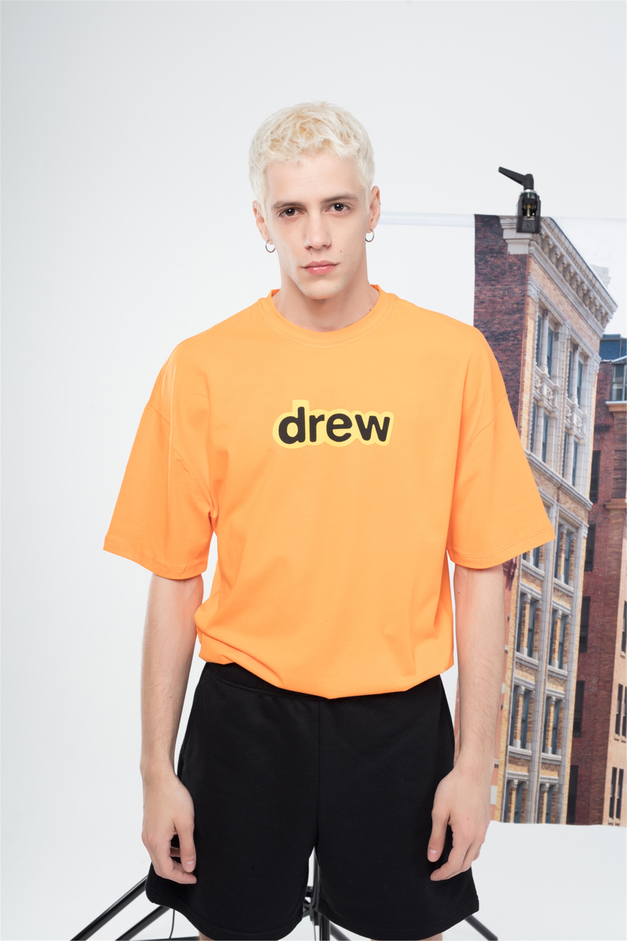Trendiz Unisex Drew Yazı Tshirt Turuncu
