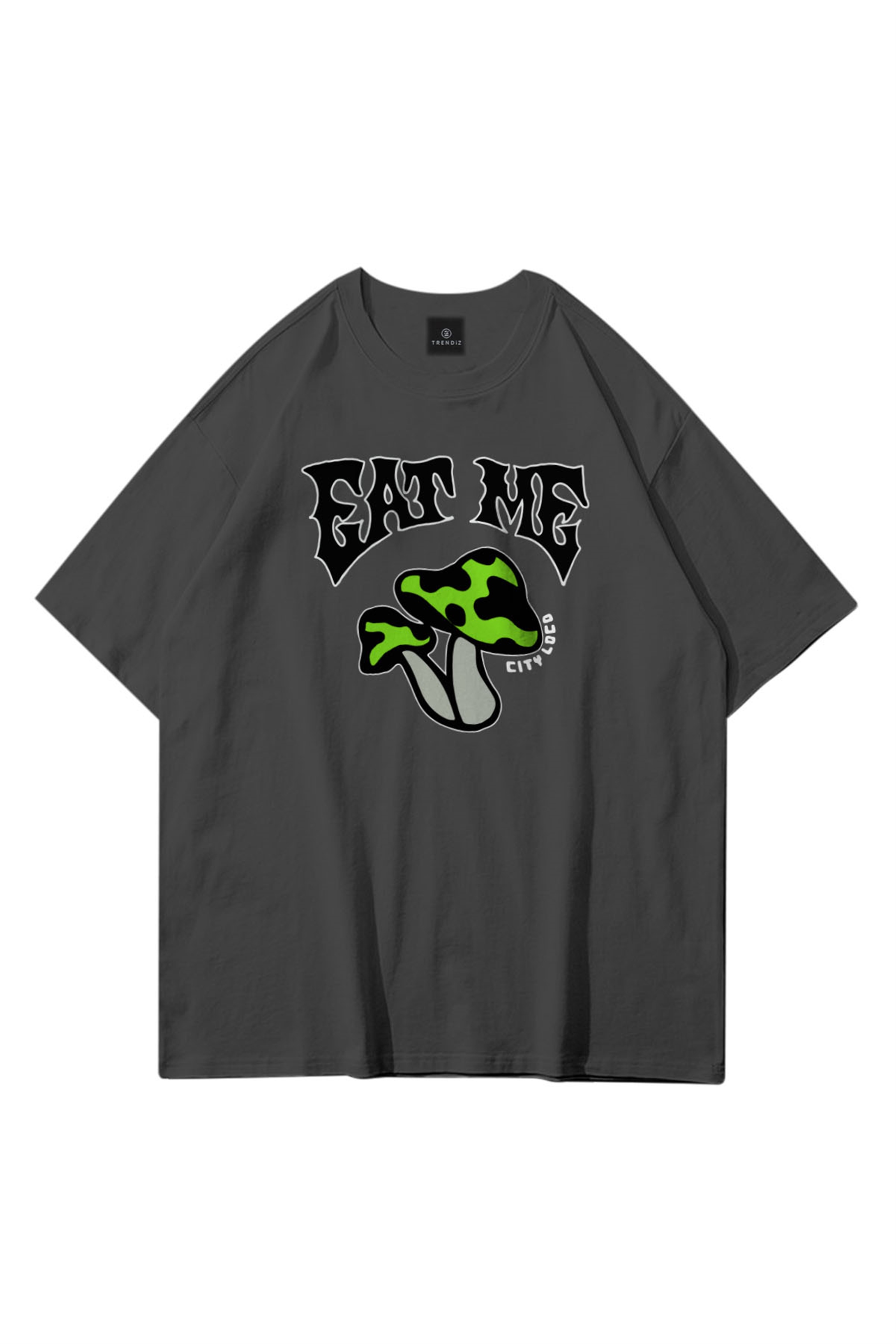 Trendiz Unisex Eat Me Mushroom Antrasit Tshirt