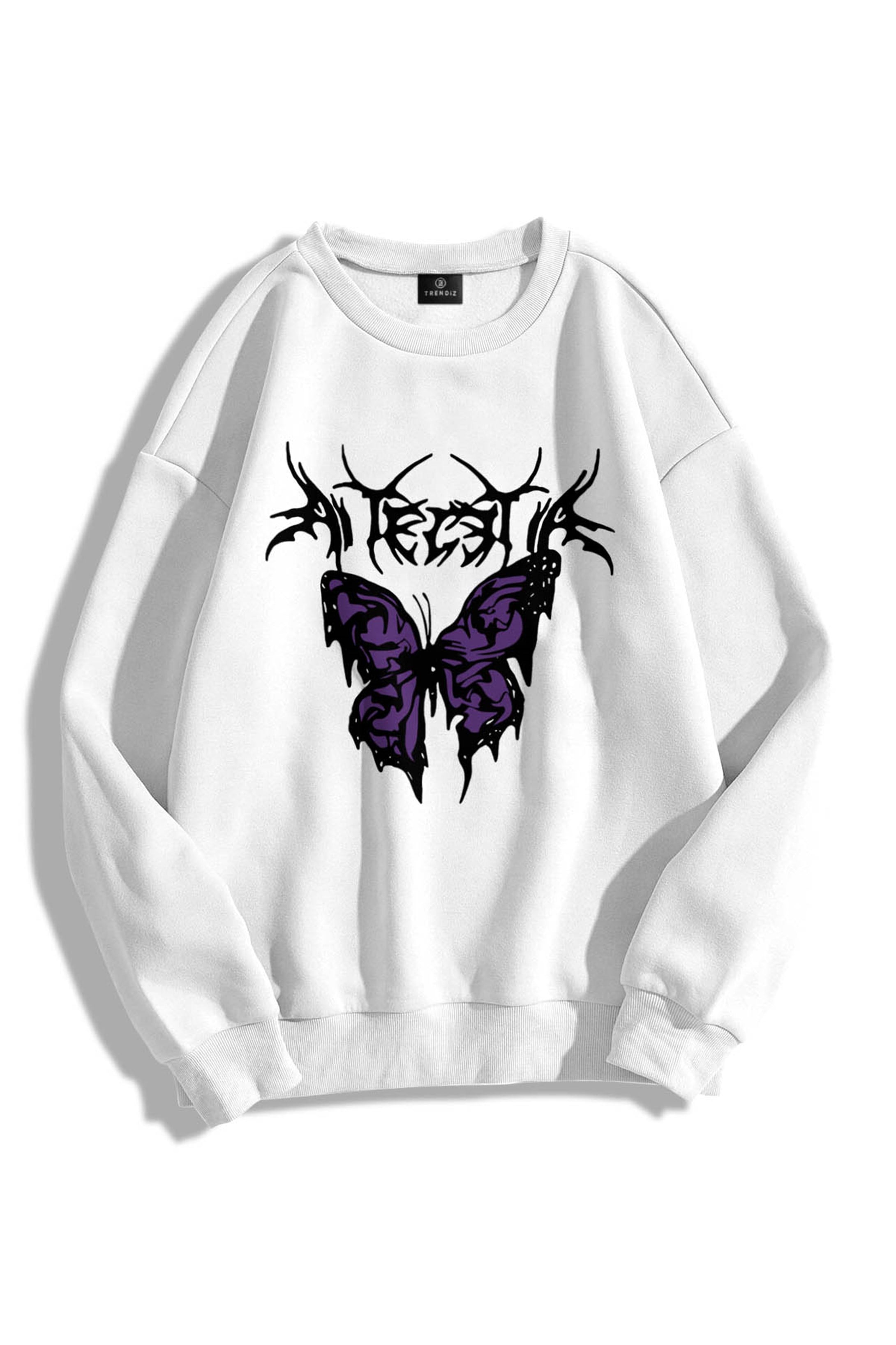 Trendiz Unisex Eternal Butterfly Bisiklet Yaka Sweatshirt