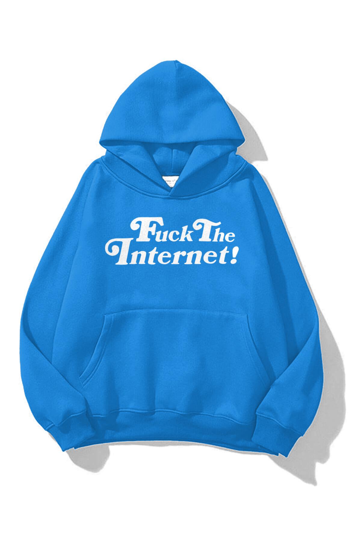 Trendiz Unisex F*** The Internet Sweatshirt Soft Mavi