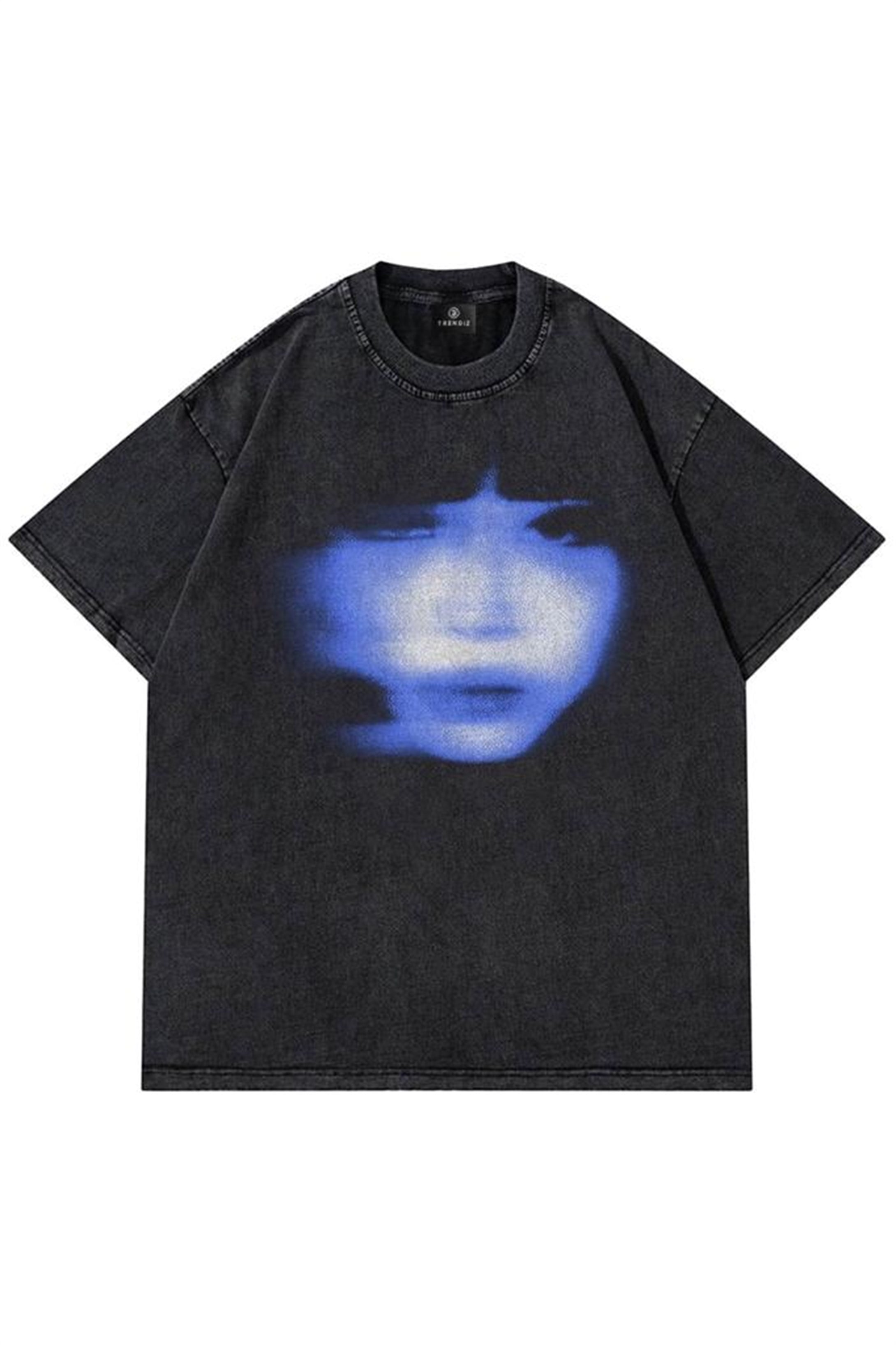 Trendiz Unisex Girl Face Yıkamalı Antrasit Tshirt