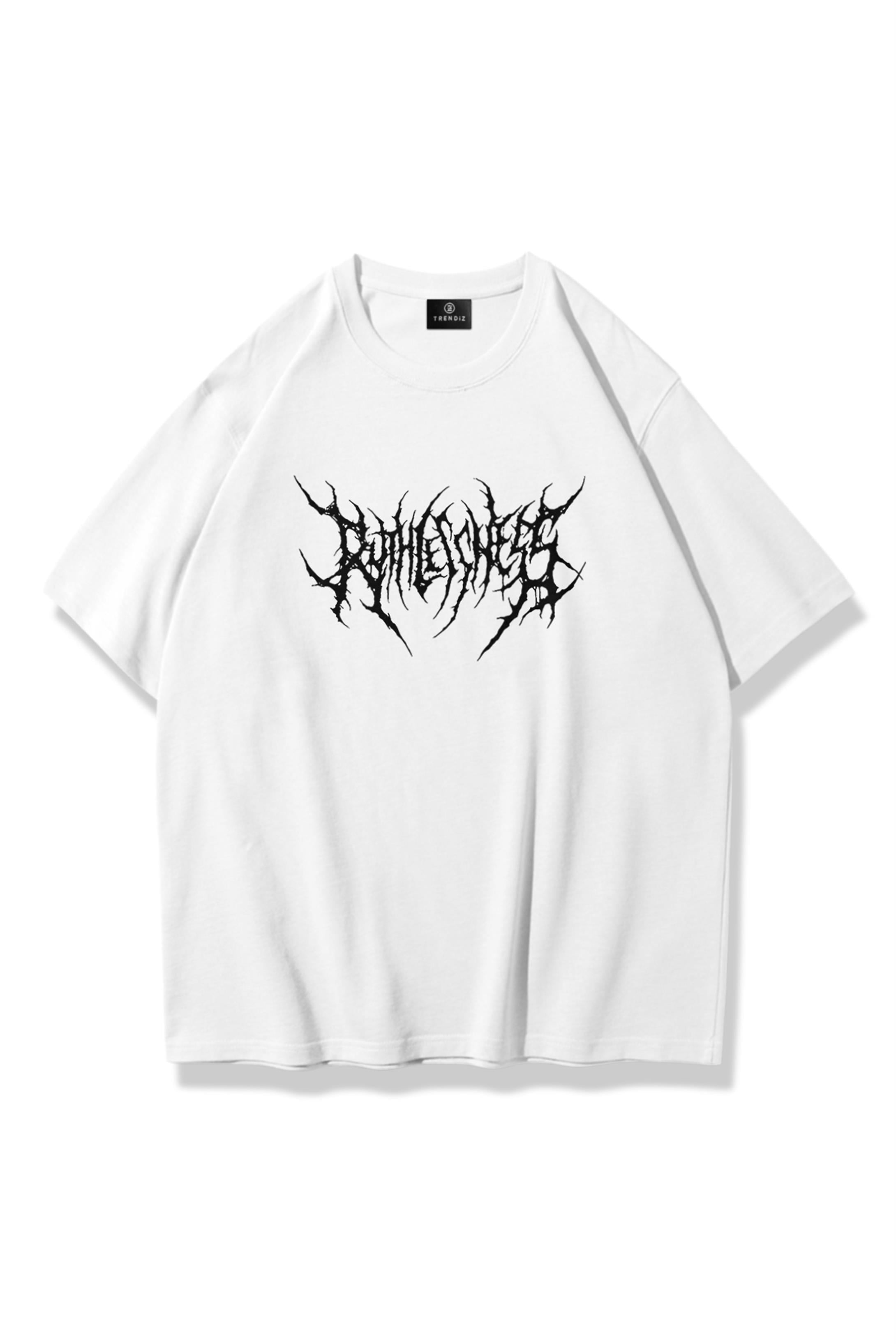 Trendiz Unisex Gothic Ruthless Tshirt Beyaz