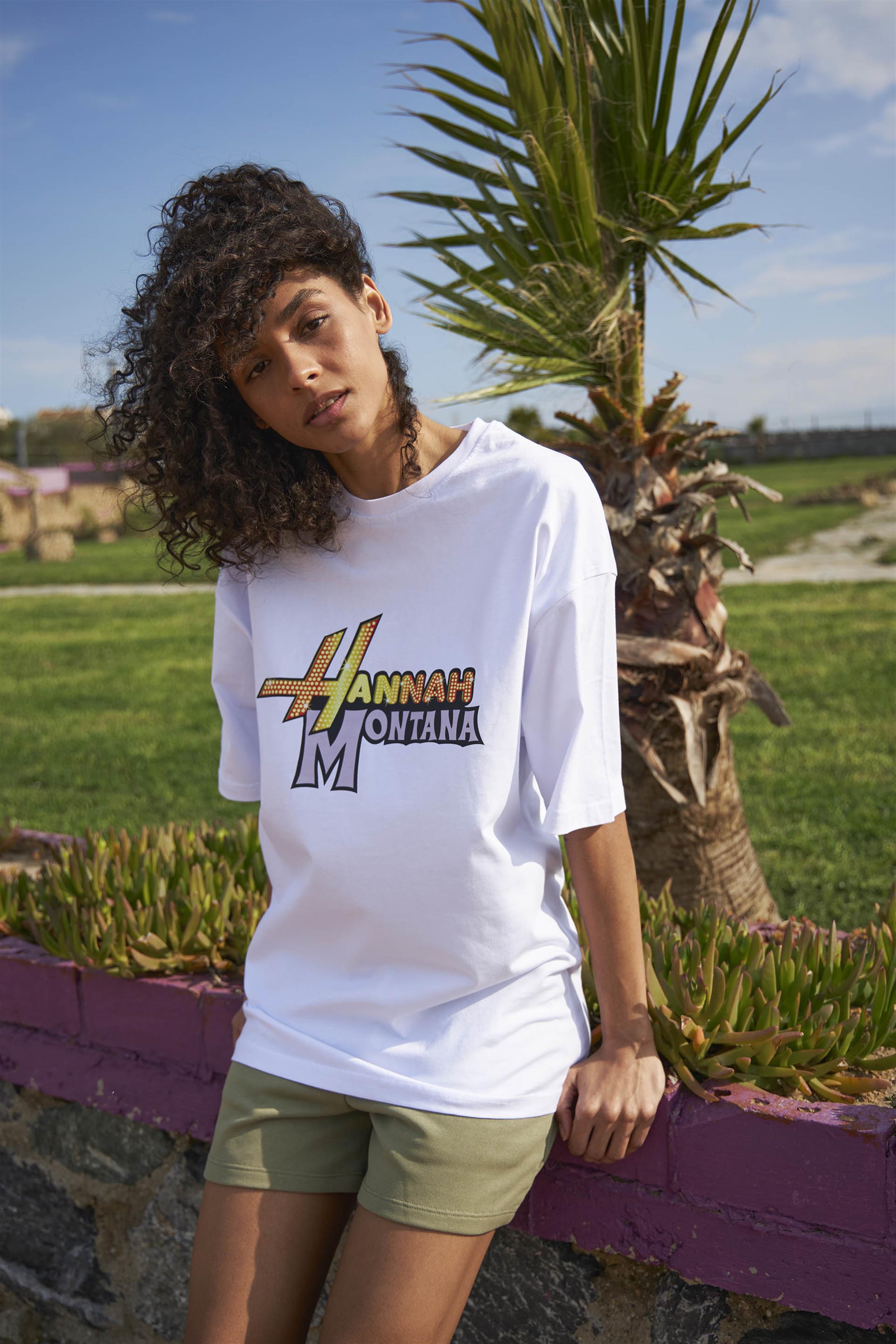 Trendiz Unisex Hannah Montana Yazı Tshirt Beyaz
